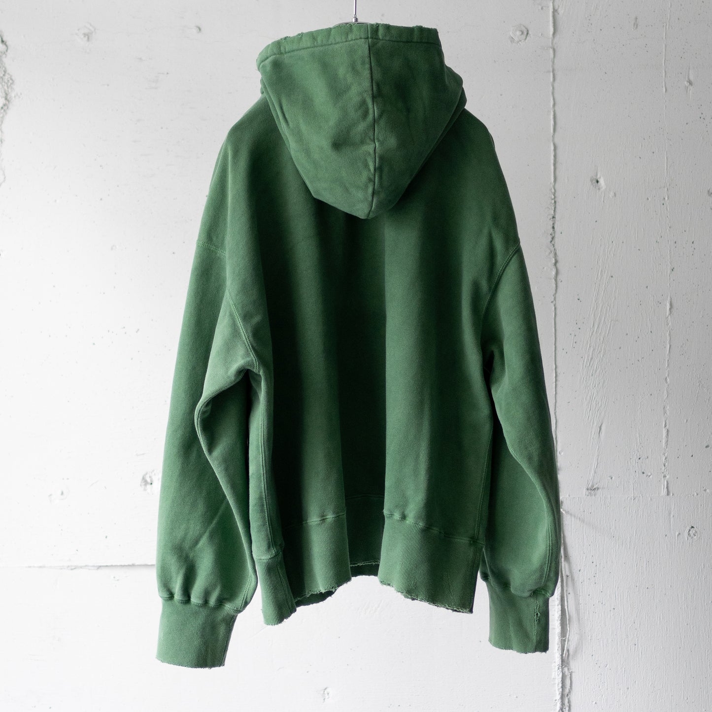 ANCELLM / DYED DAMAGE HOODIE "GREEN"