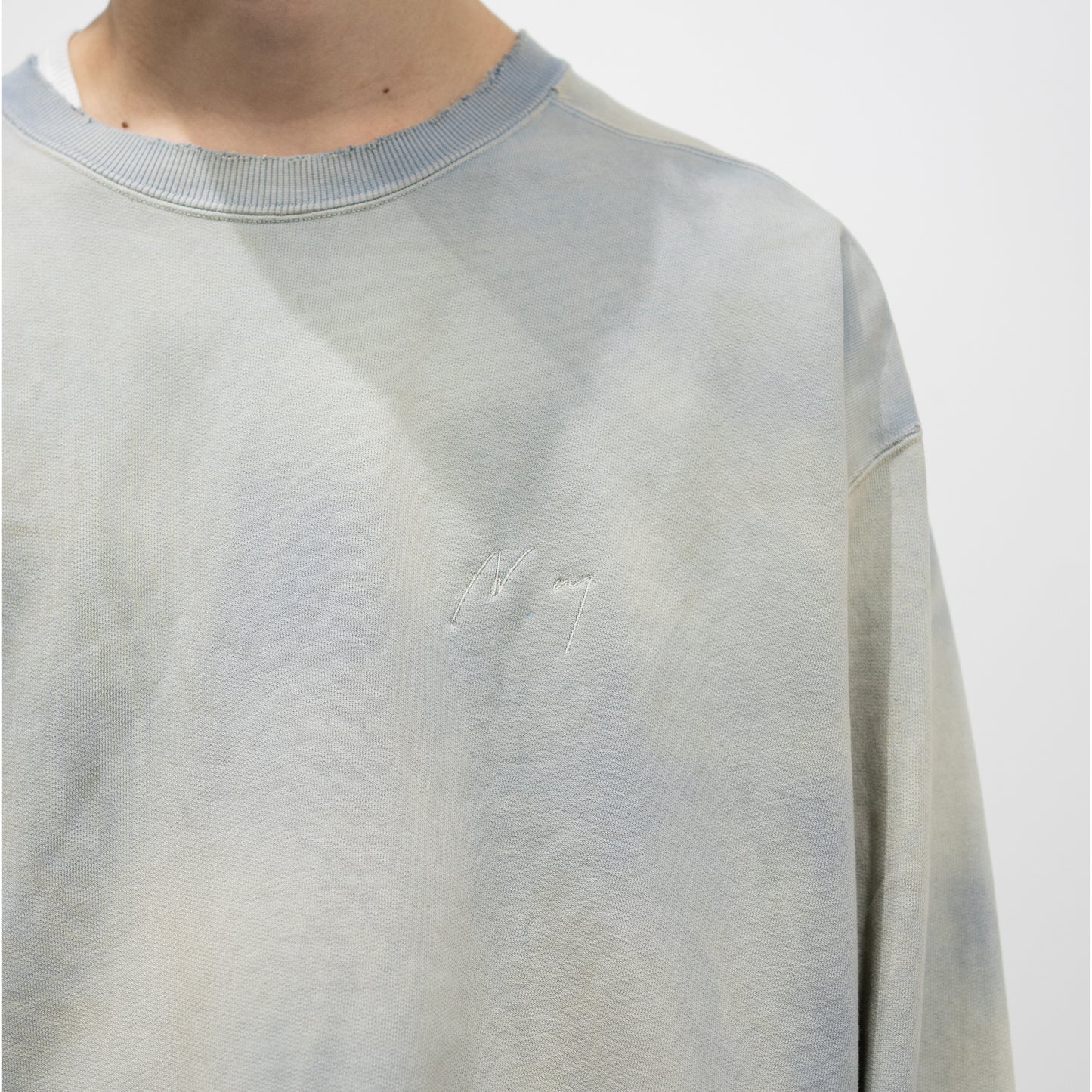 ANCELLM / UNEVENNESS SWEAT SHIRT "SAX"