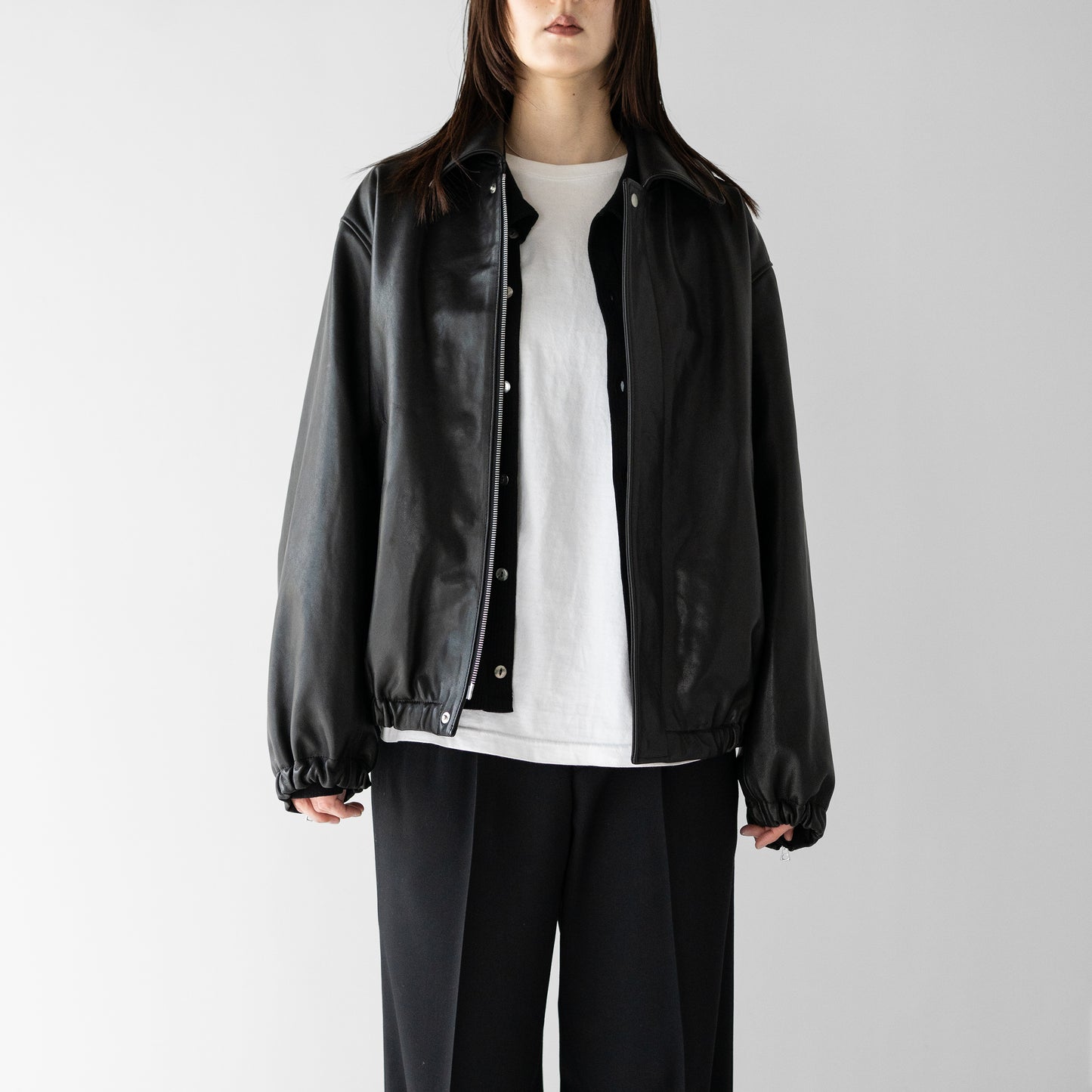 ssstein/ -ex- SHEEP LEATHER ZIP SHORT JACKET "BLACK"