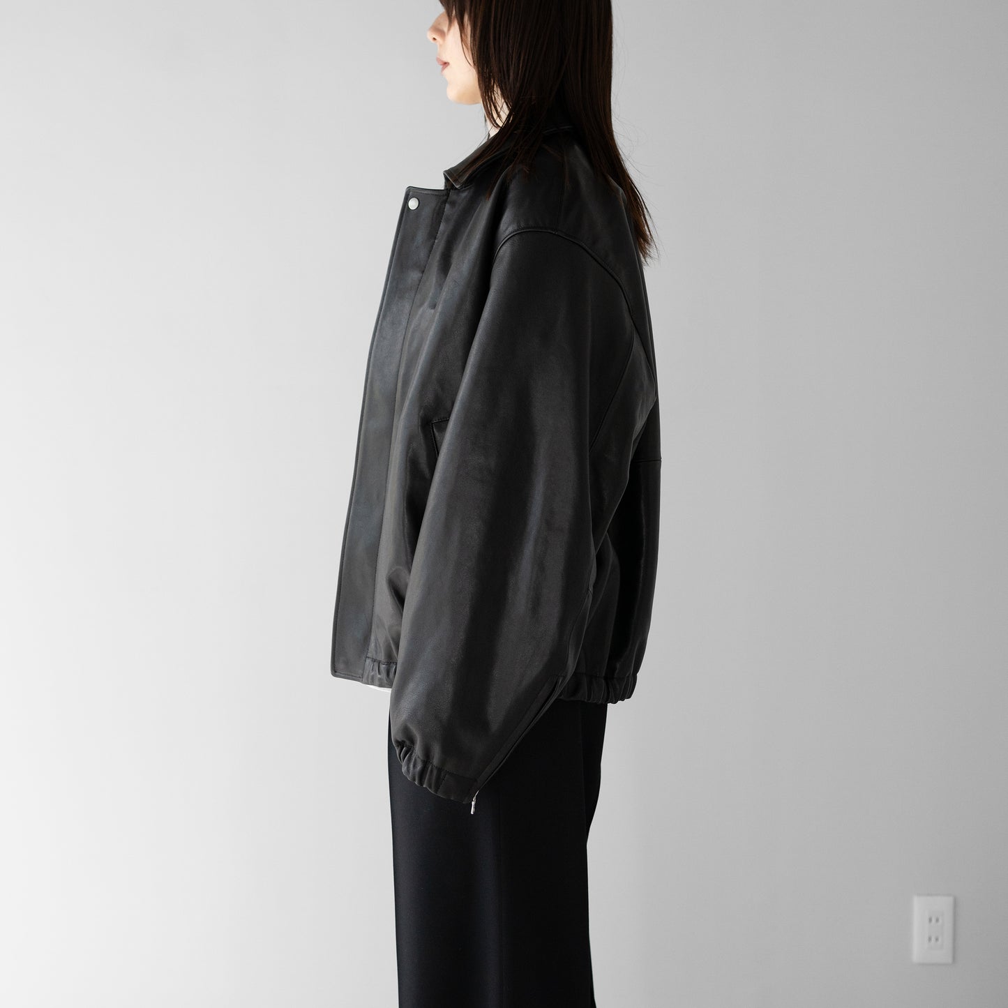 ssstein/ -ex- SHEEP LEATHER ZIP SHORT JACKET "BLACK"