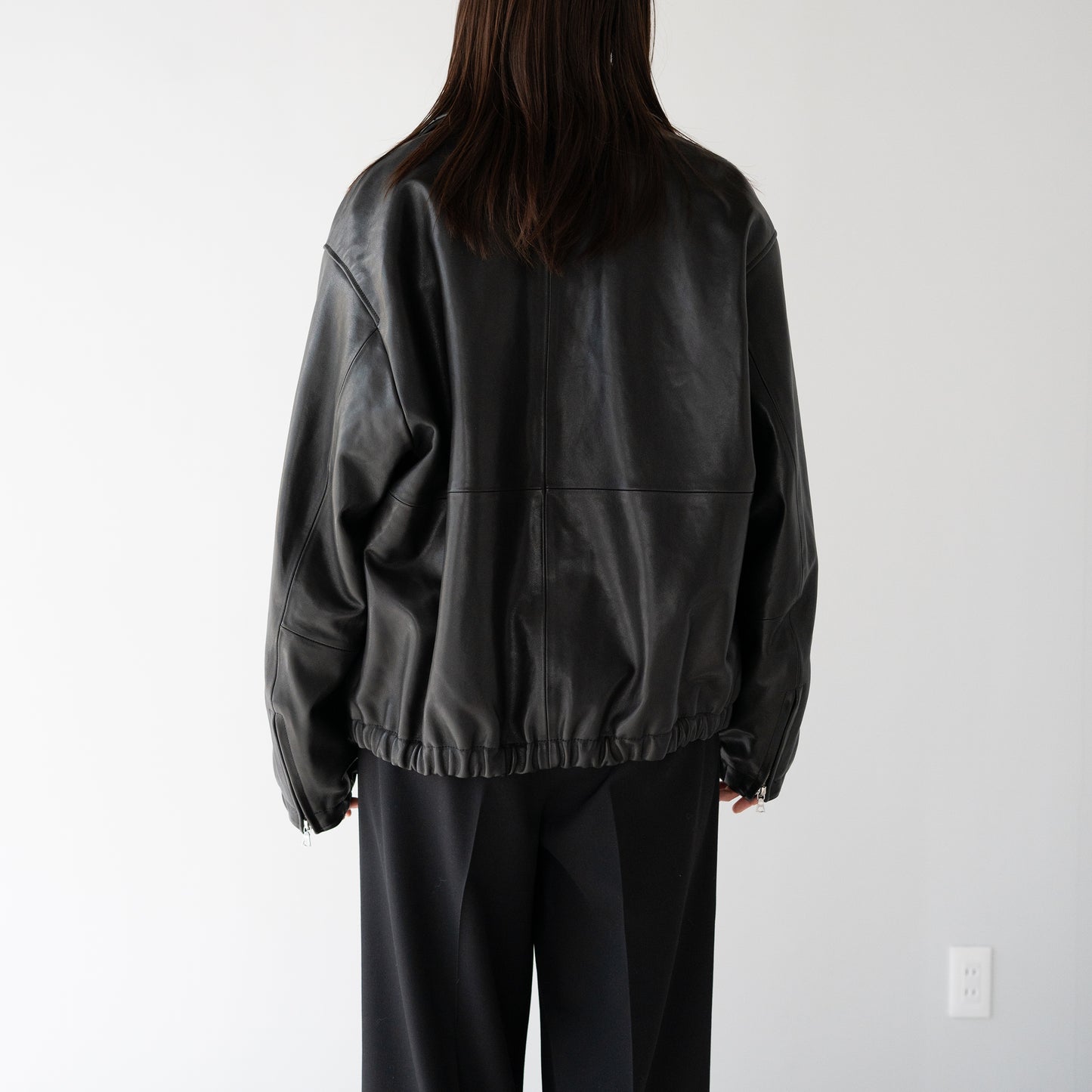 ssstein/ -ex- SHEEP LEATHER ZIP SHORT JACKET "BLACK"