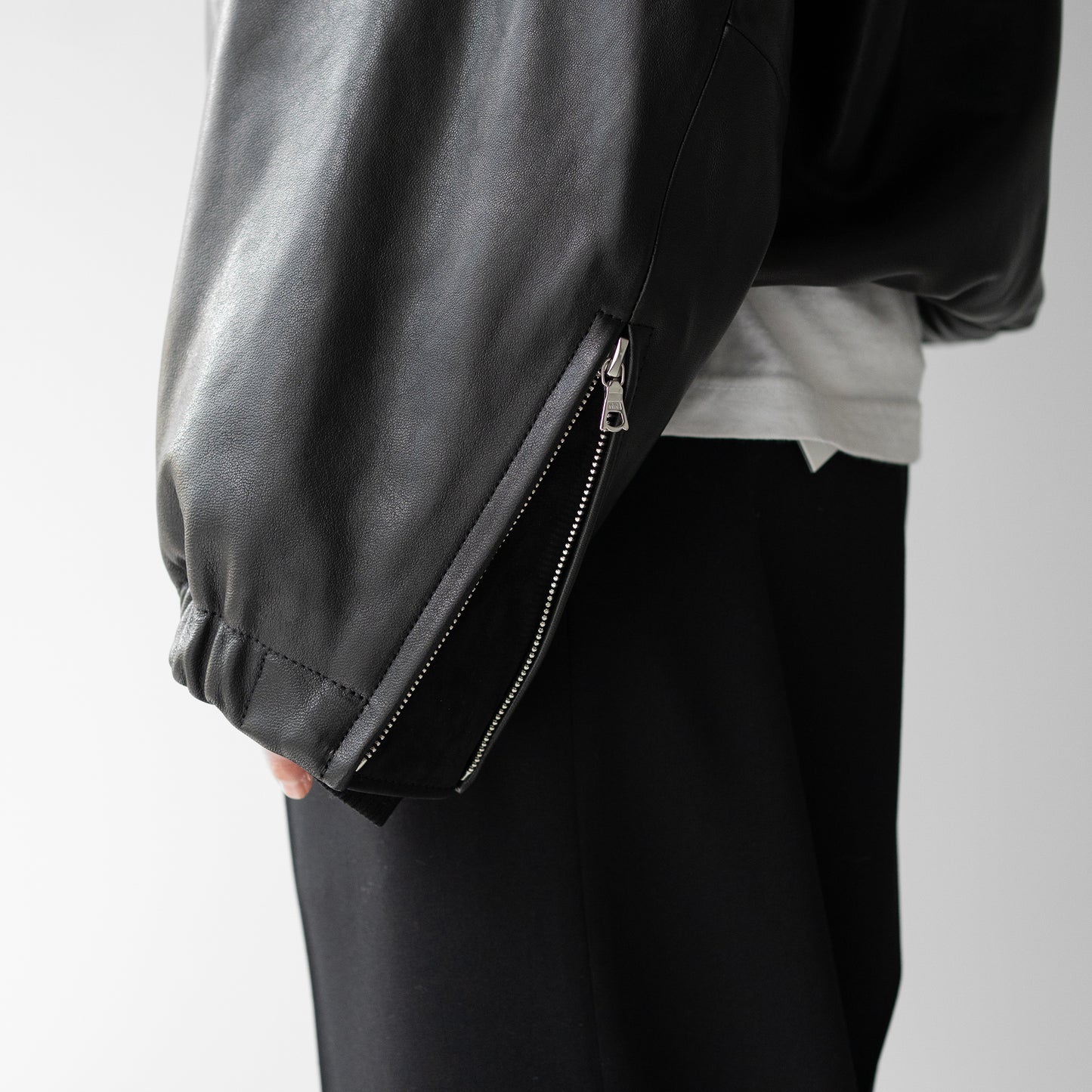 ssstein/ -ex- SHEEP LEATHER ZIP SHORT JACKET "BLACK"