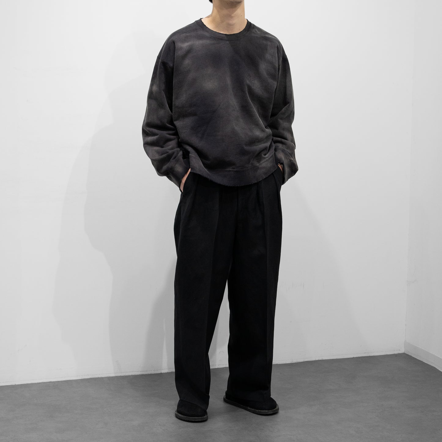 ANCELLM / UNEVENNESS SWEAT SHIRT "BLACK"