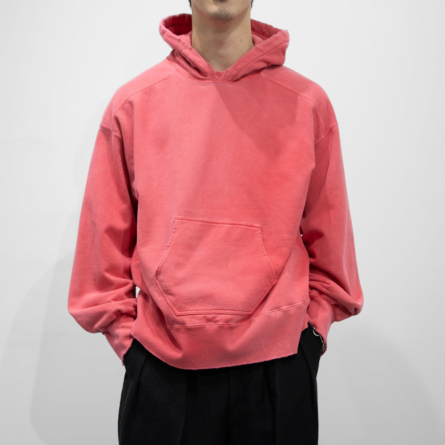 ANCELLM / DYED DAMAGE HOODIE "RED"