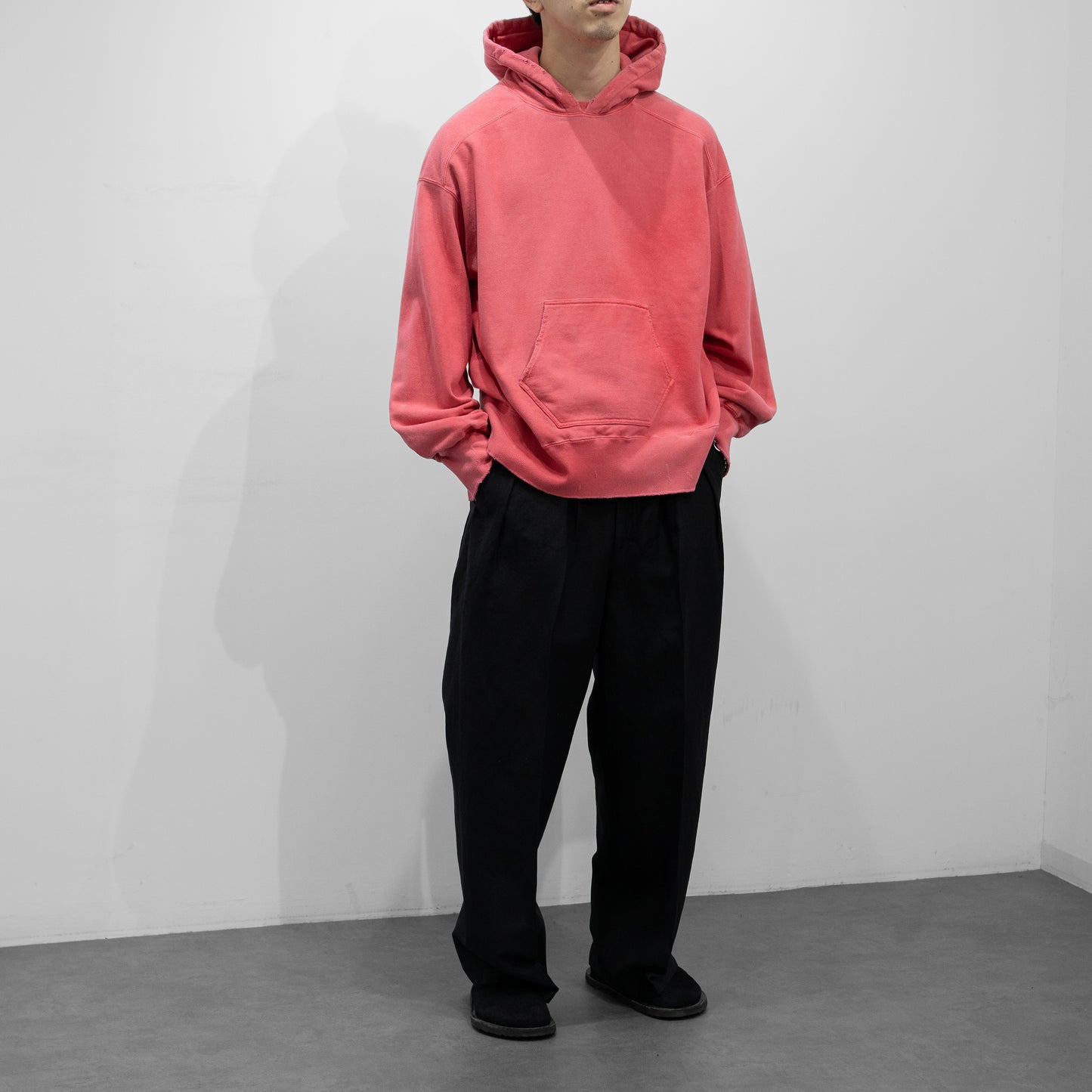 ANCELLM / DYED DAMAGE HOODIE "RED"