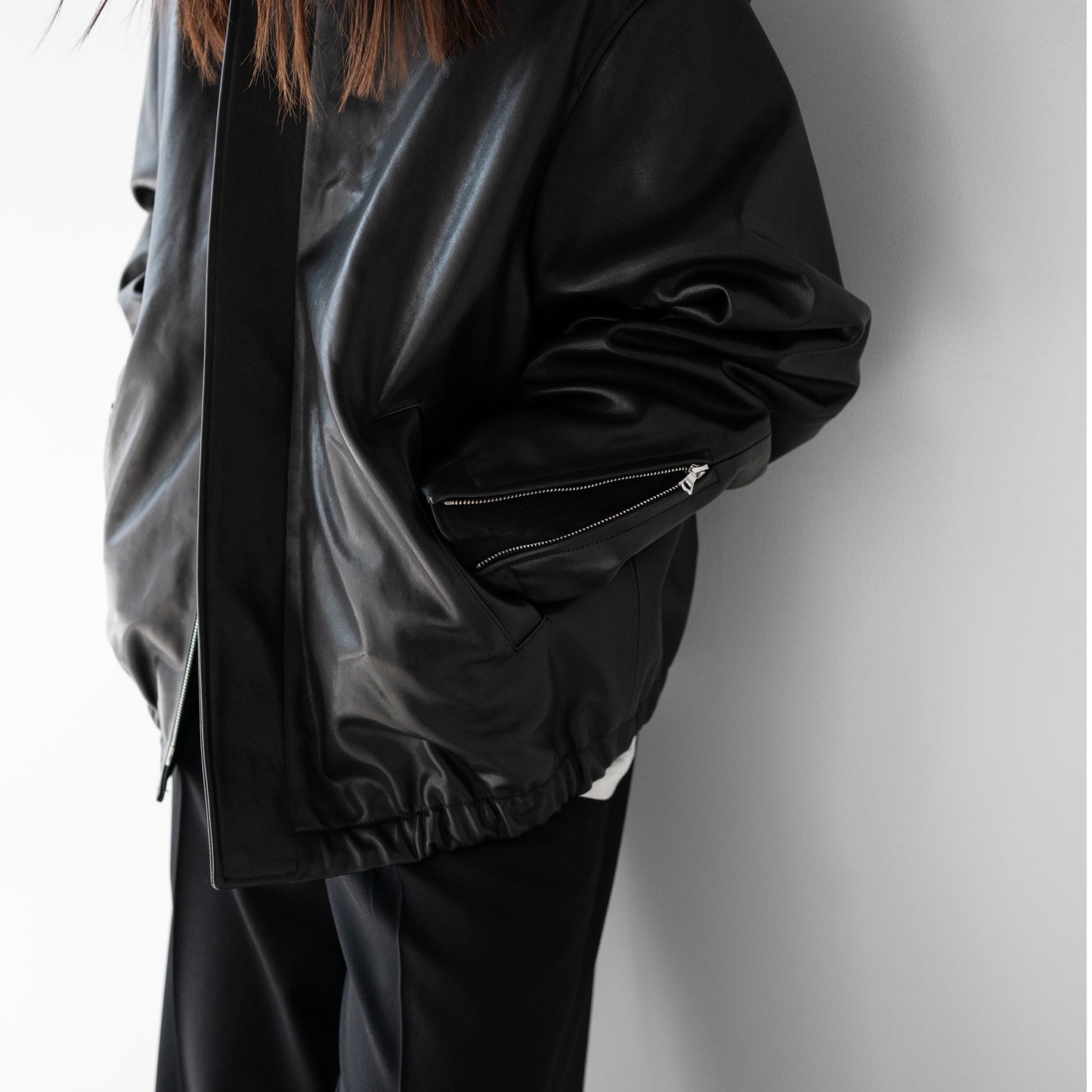 ssstein/ -ex- SHEEP LEATHER ZIP SHORT JACKET "BLACK"
