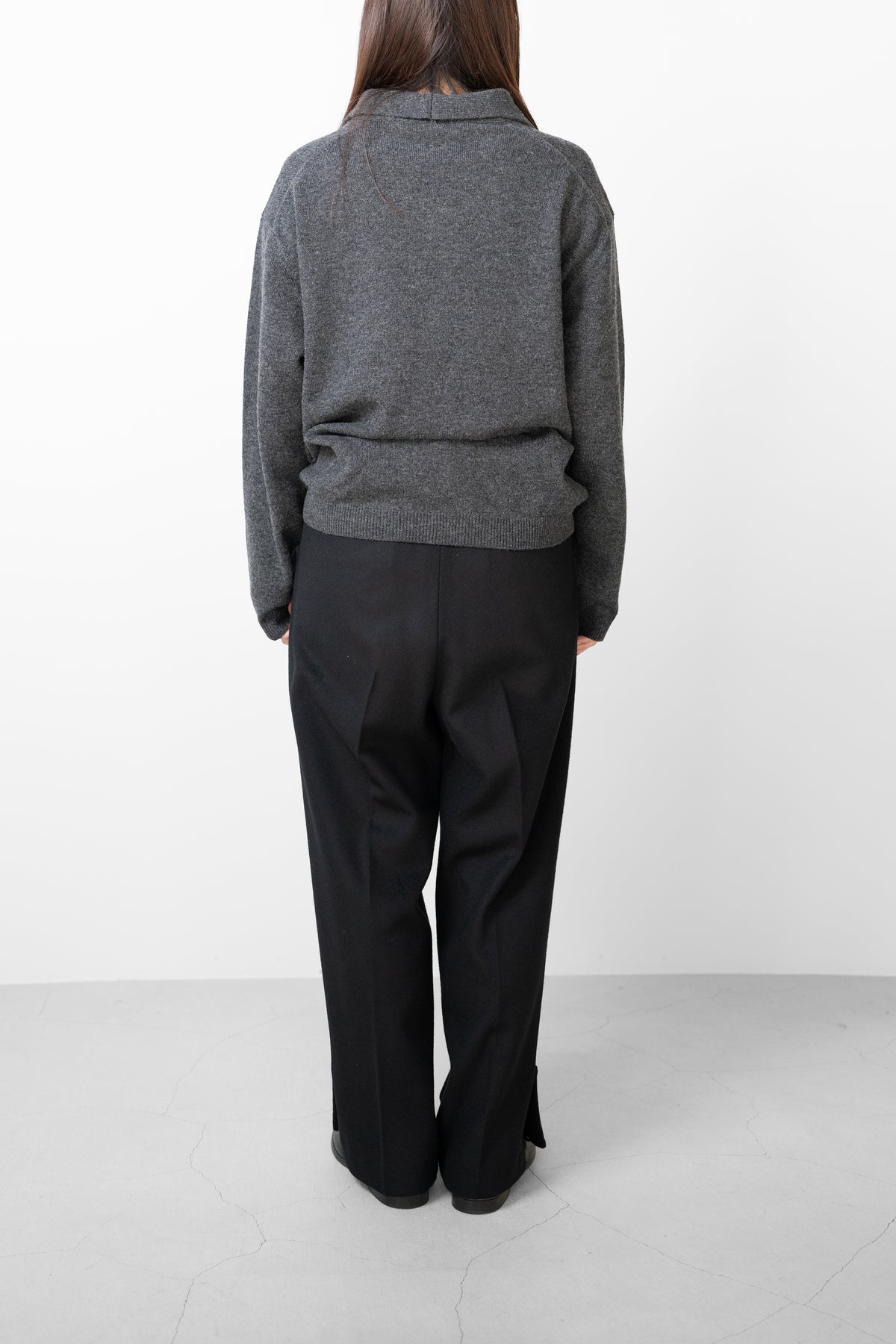 Blanc YM/ Wool Open Collar Knit Shirts "GRAY"
