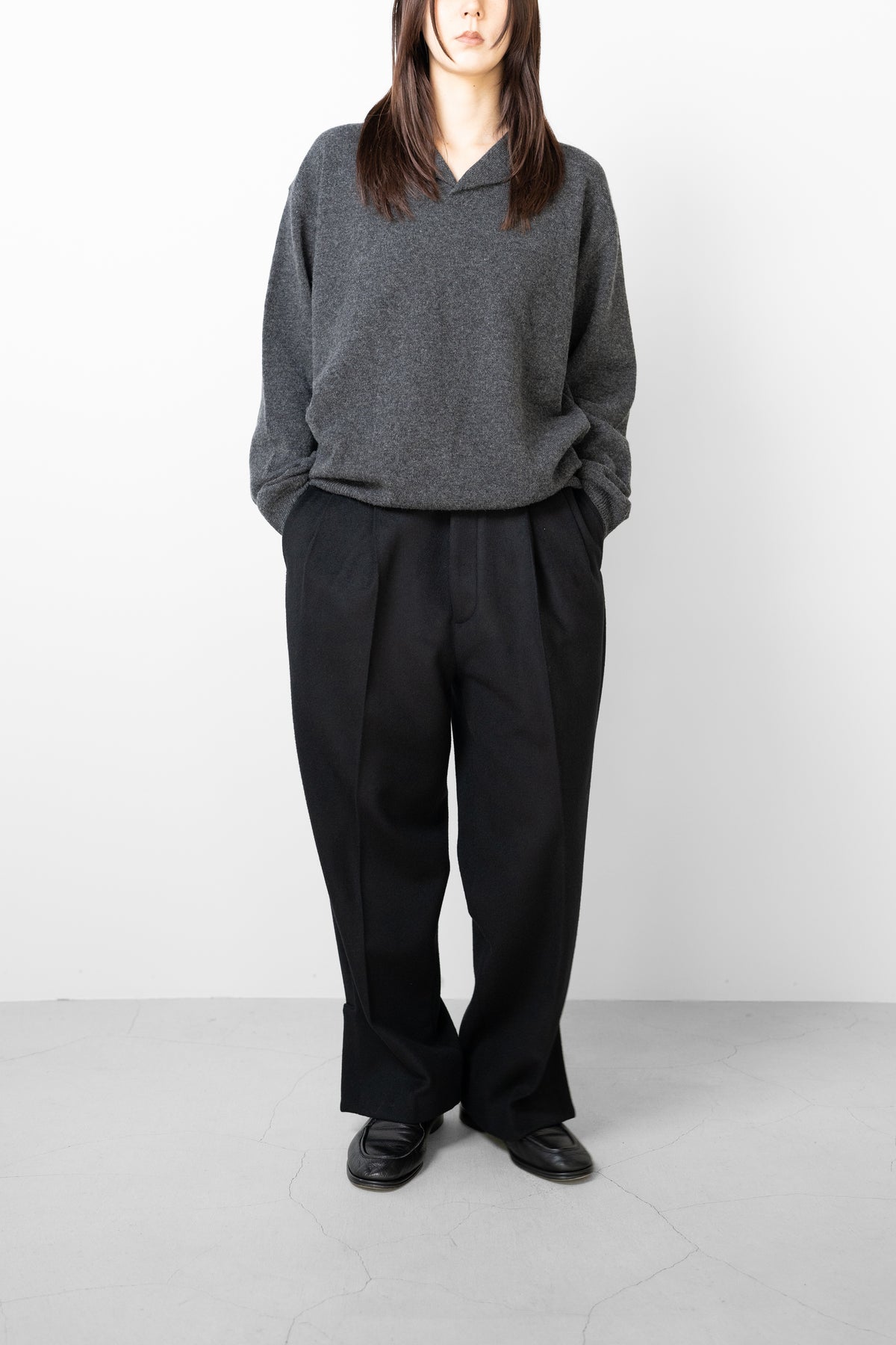 Blanc YM/ Lamds Wool Trousers "BLACK"