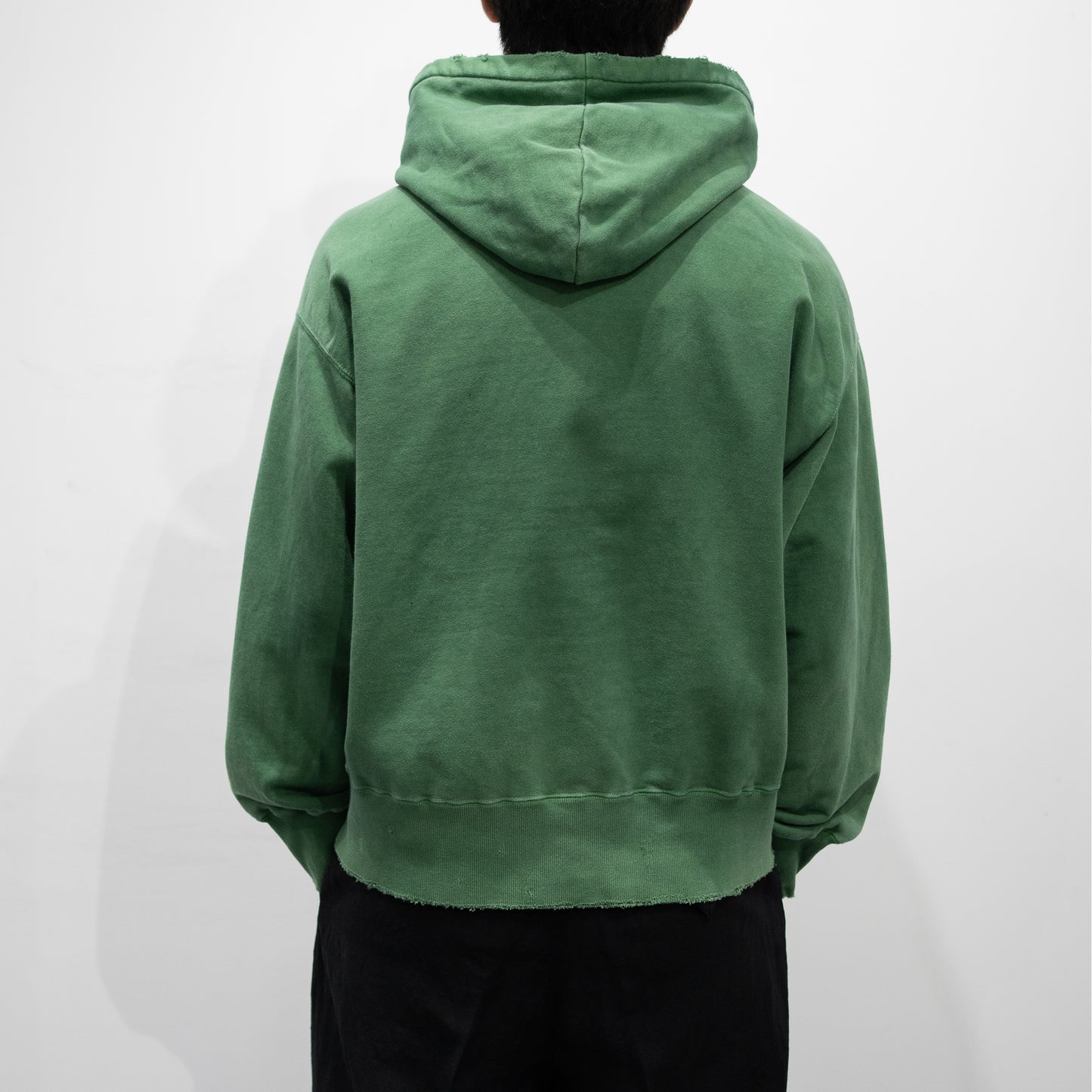 ANCELLM / DYED DAMAGE HOODIE "GREEN"