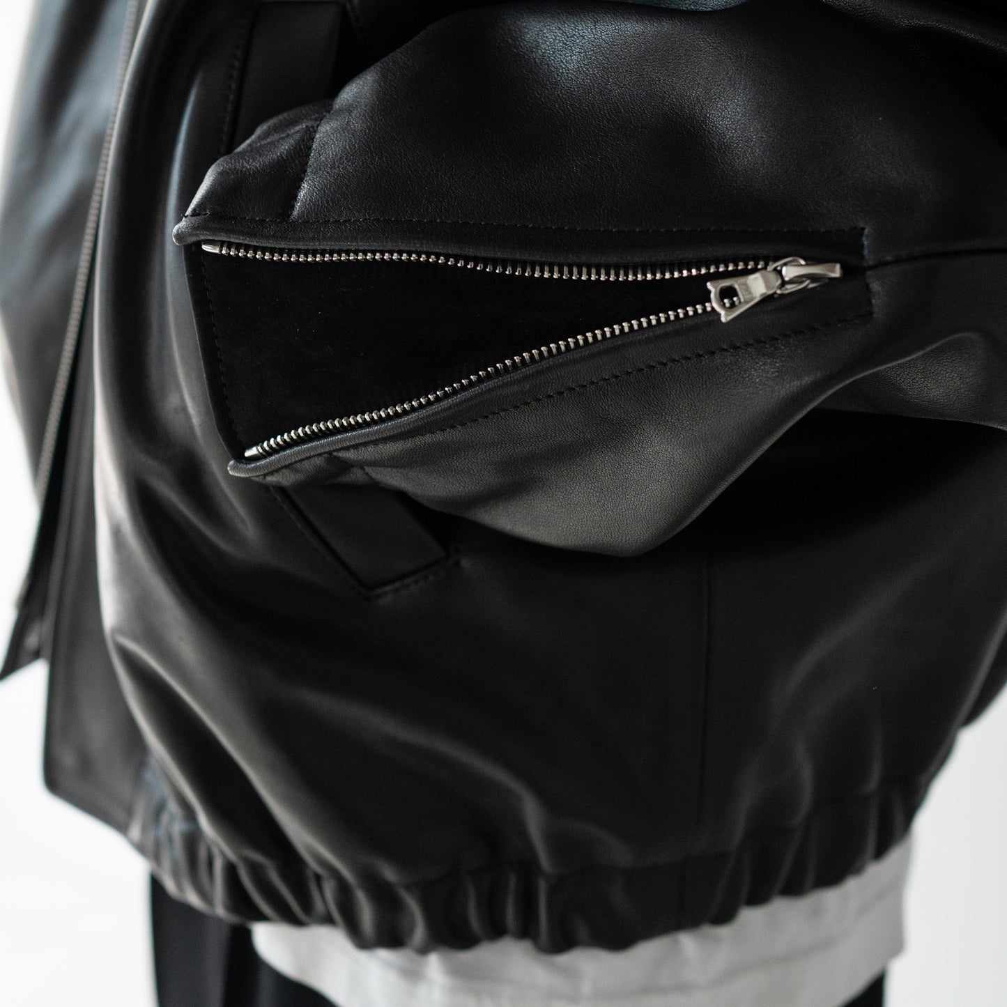 ssstein/ -ex- SHEEP LEATHER ZIP SHORT JACKET "BLACK"