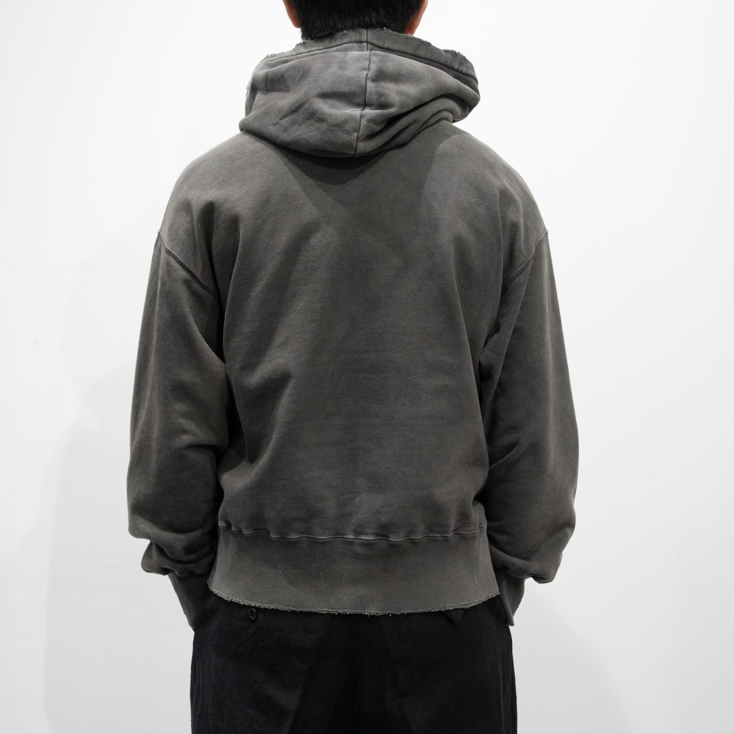 ANCELLM / DYED DAMAGE HOODIE "BLACK"