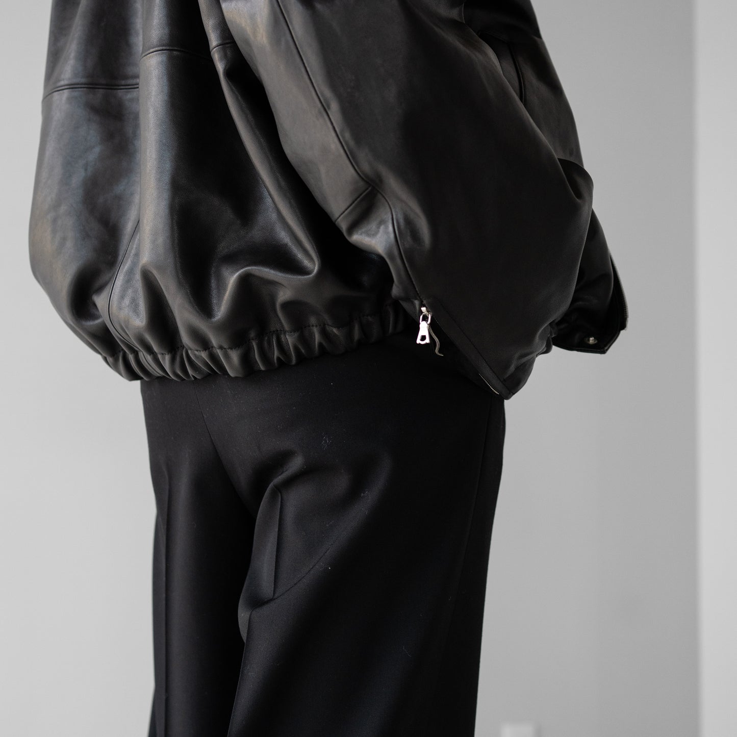 ssstein/ -ex- SHEEP LEATHER ZIP SHORT JACKET "BLACK"