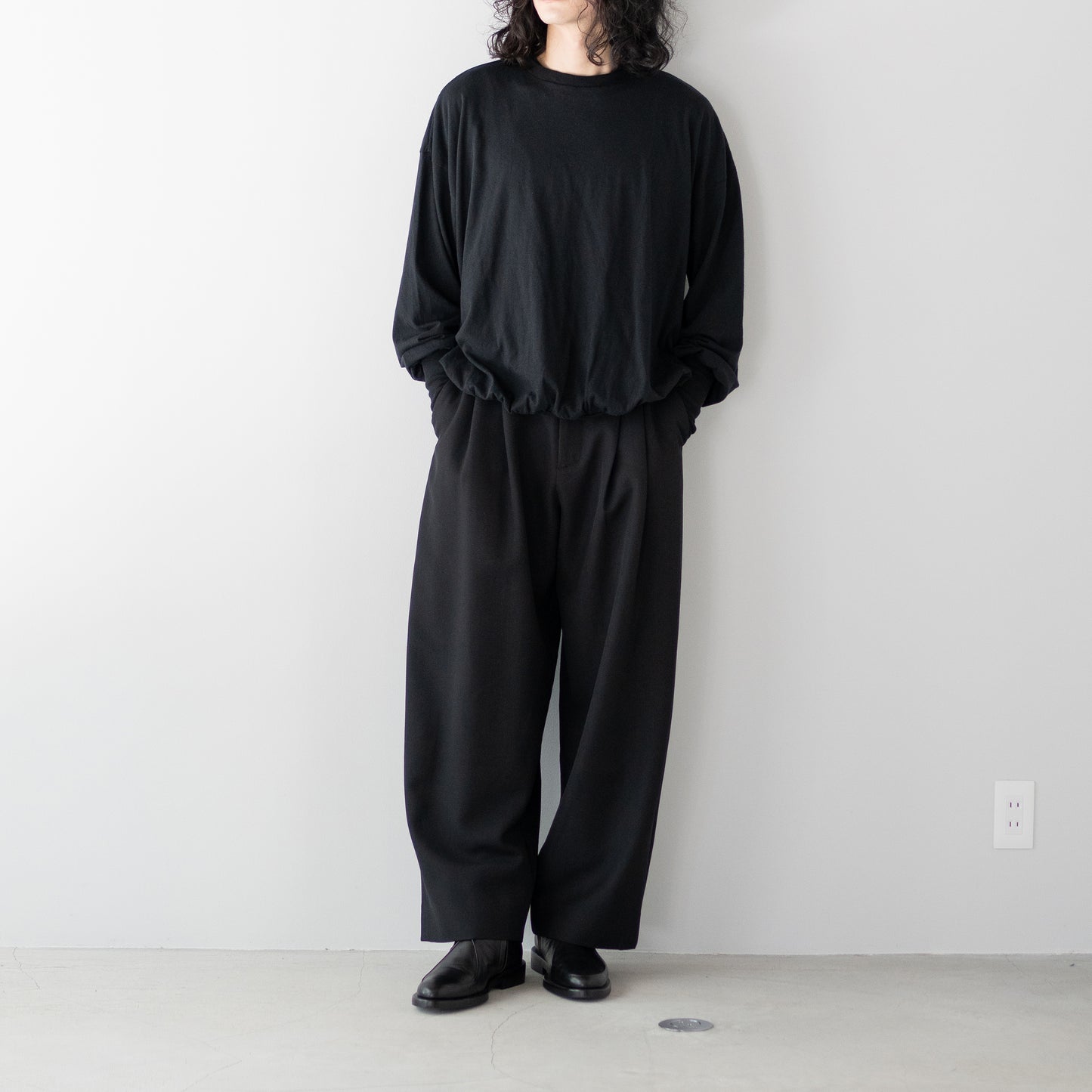 STUDIO NICHOLSON/ LINE -DOUBLE PLEAT VOLUME PANTS  "BLACK"