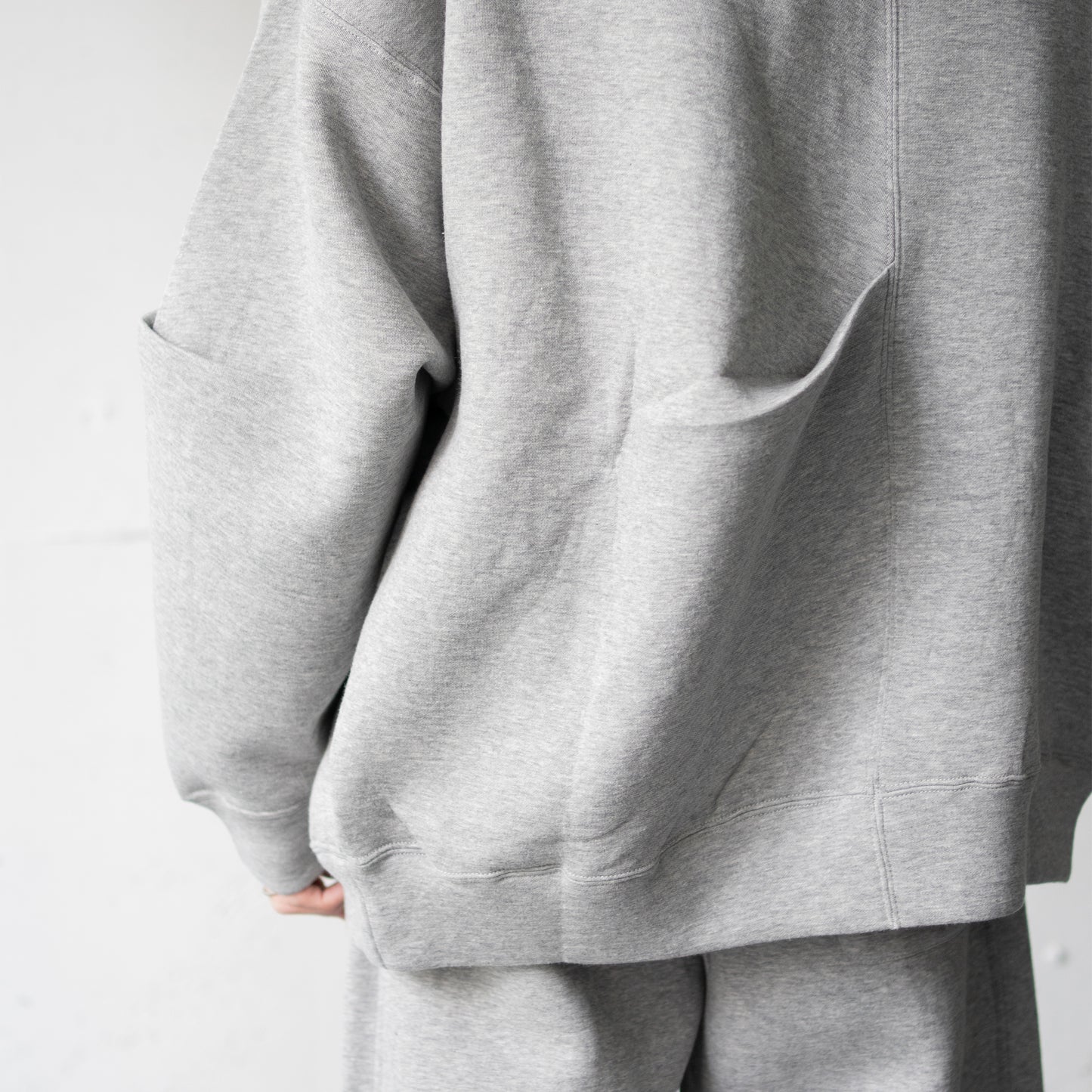 ssstein/ COTTON DOUBLE KNIT TUCKED ZIP HOODY "TOP GREY"