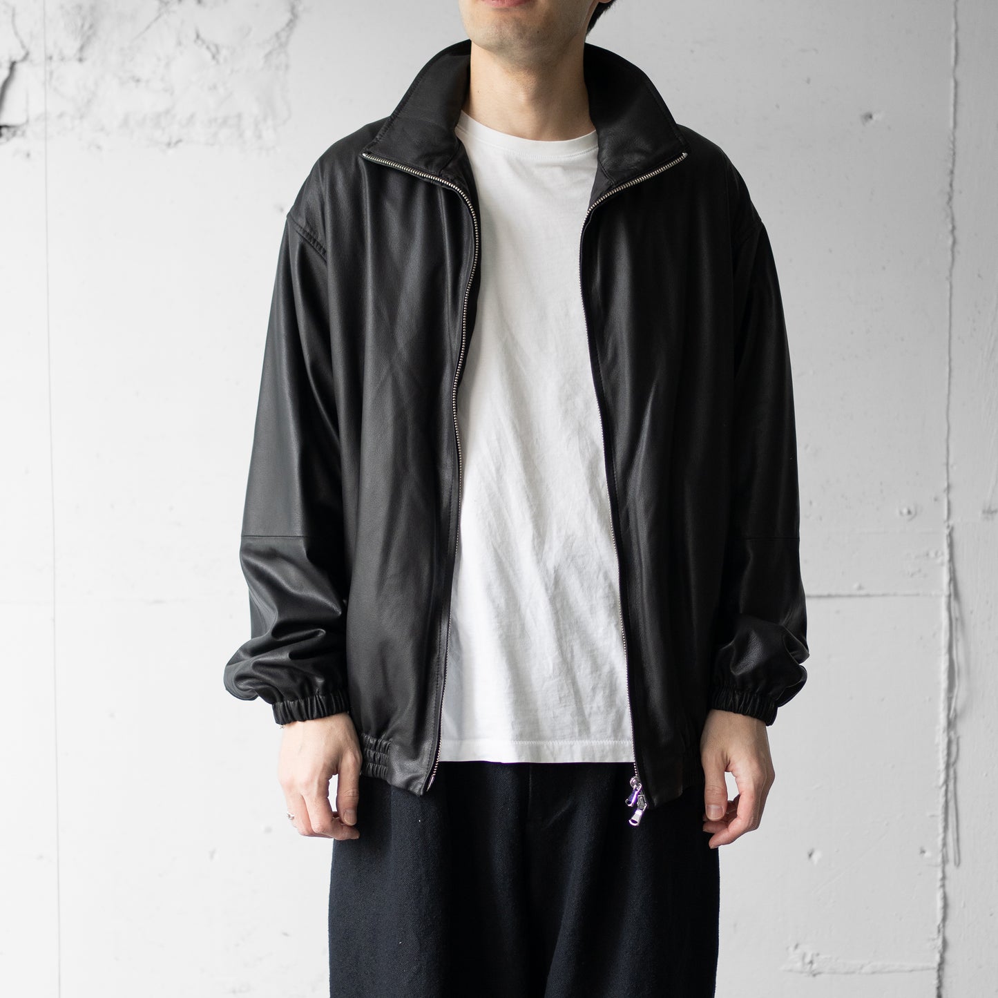 YOKE/ LEATHER TRAINING JACKET "BLACK"