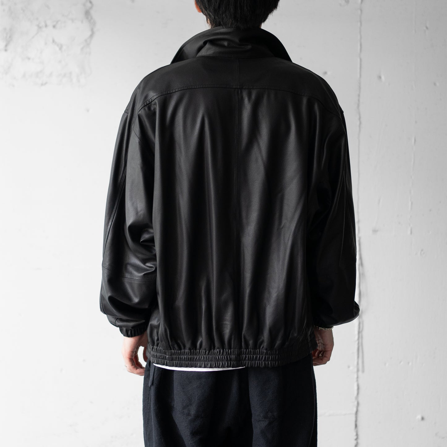 YOKE/ LEATHER TRAINING JACKET "BLACK"