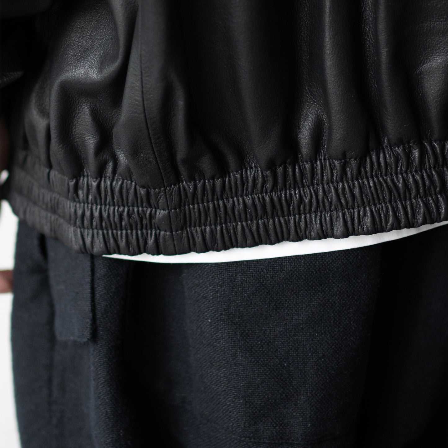 YOKE/ LEATHER TRAINING JACKET "BLACK"