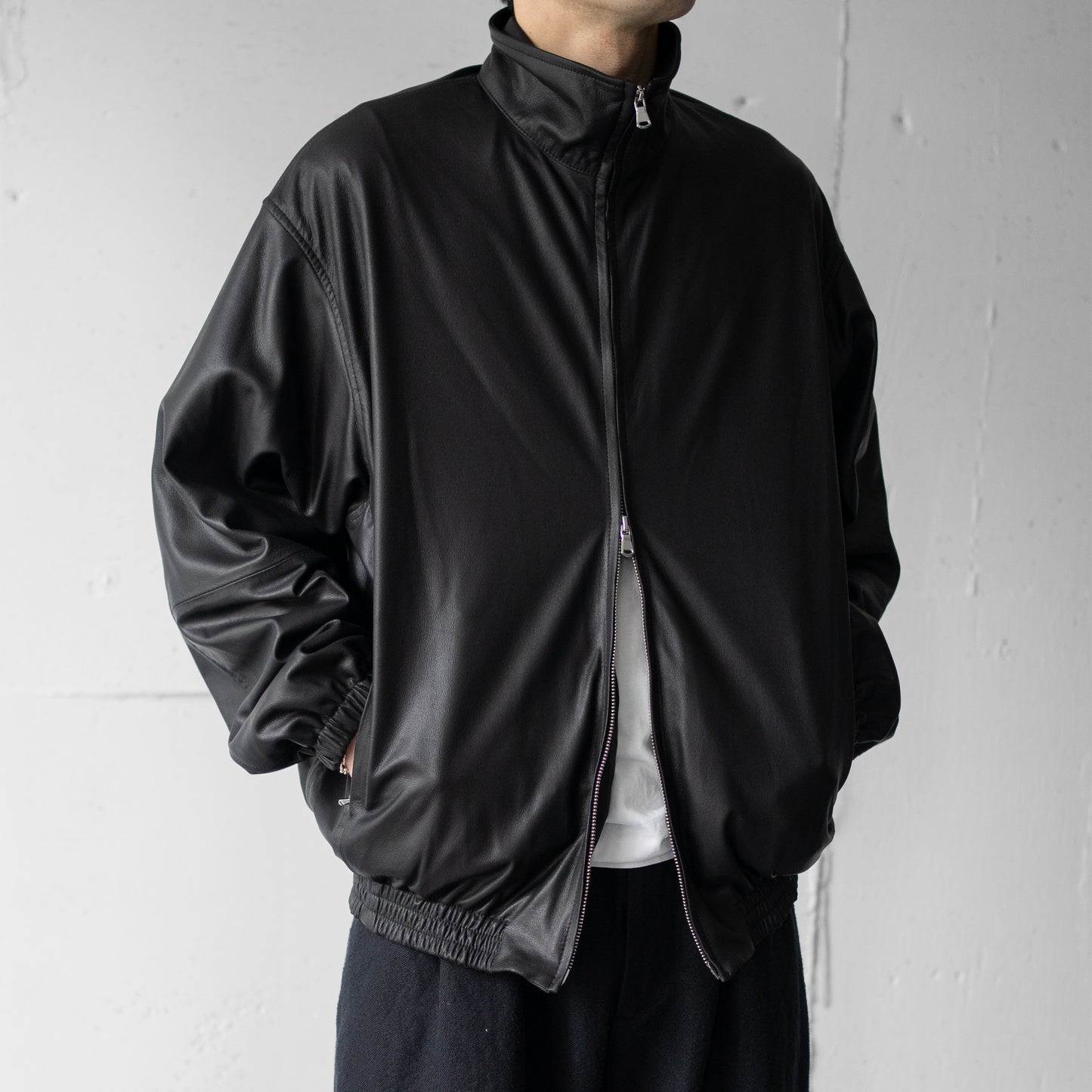 YOKE/ LEATHER TRAINING JACKET "BLACK"