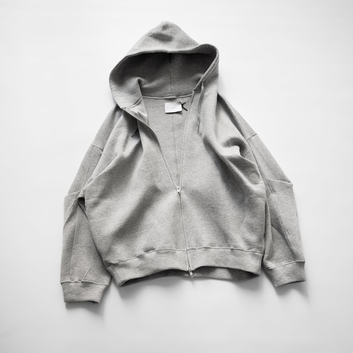 ssstein/ COTTON DOUBLE KNIT TUCKED ZIP HOODY "TOP GREY"