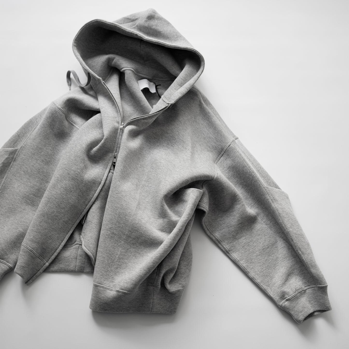 ssstein/ COTTON DOUBLE KNIT TUCKED ZIP HOODY "TOP GREY"