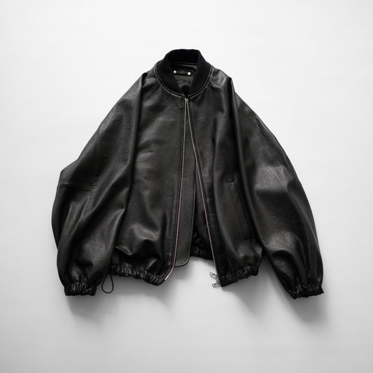 ssstein/ SHRUNK LEATHER ZIP SHORT JACKET "BLACK"