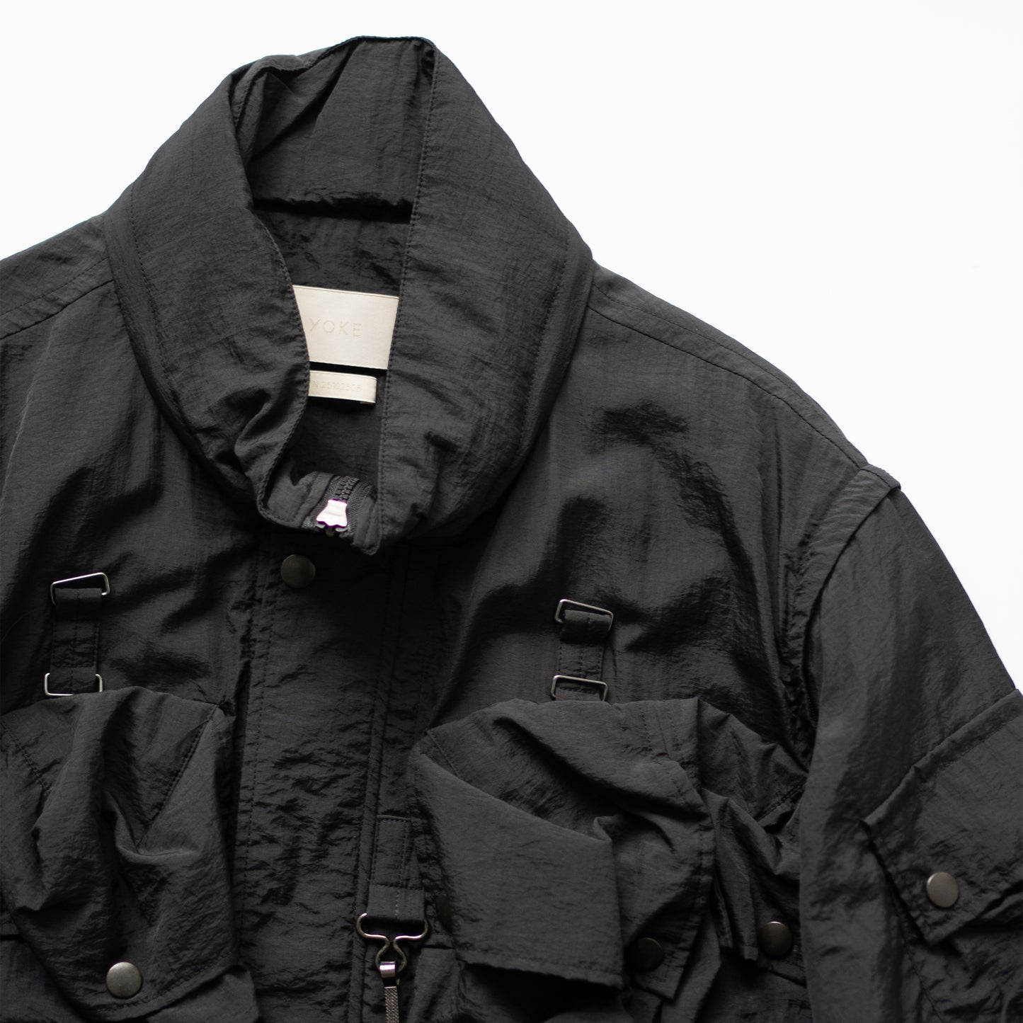 YOKE/ NYLON MULTI POCKETS DETACHABLE UTILITY BLOUSON "BLACK"