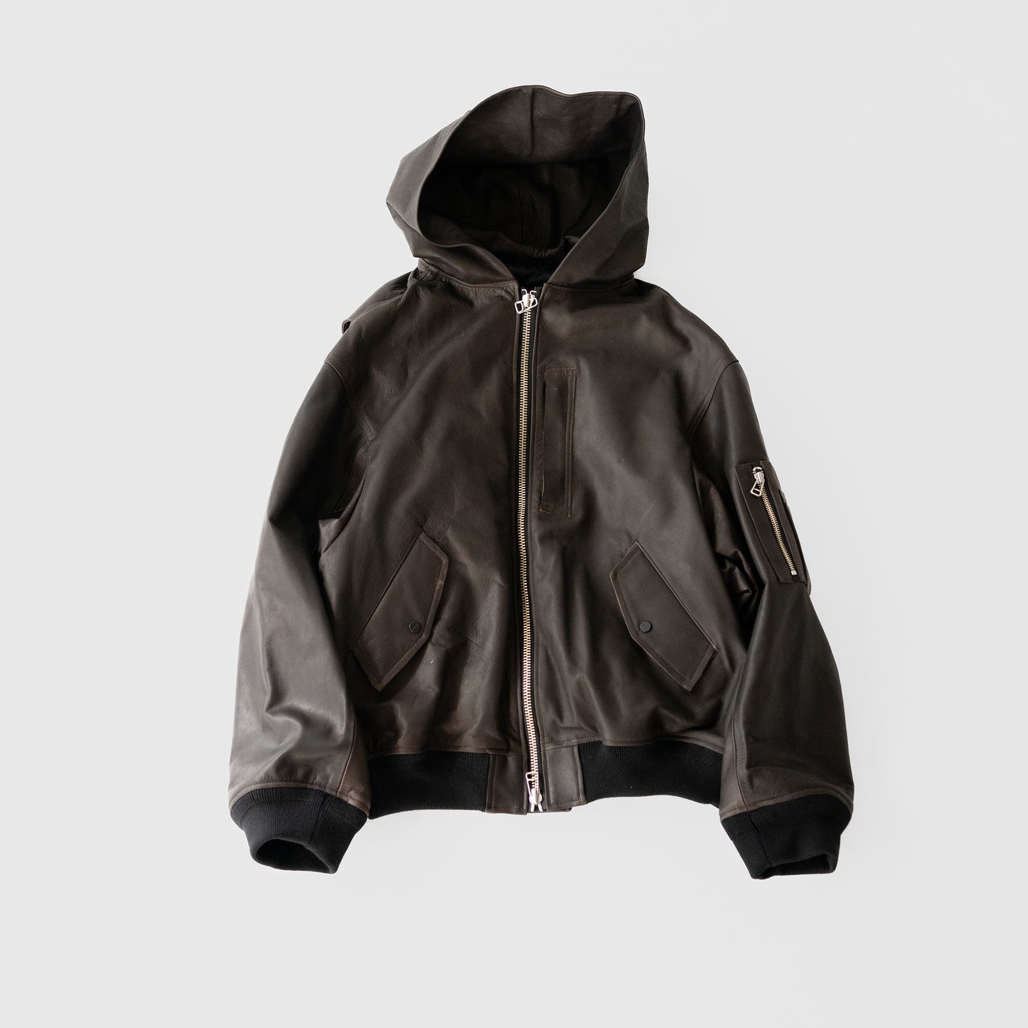 ROTOL/ LEATHER BOMBER JACKET "BLACK"