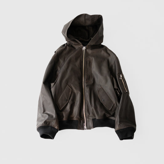 ROTOL/ LEATHER BOMBER JACKET "BLACK"