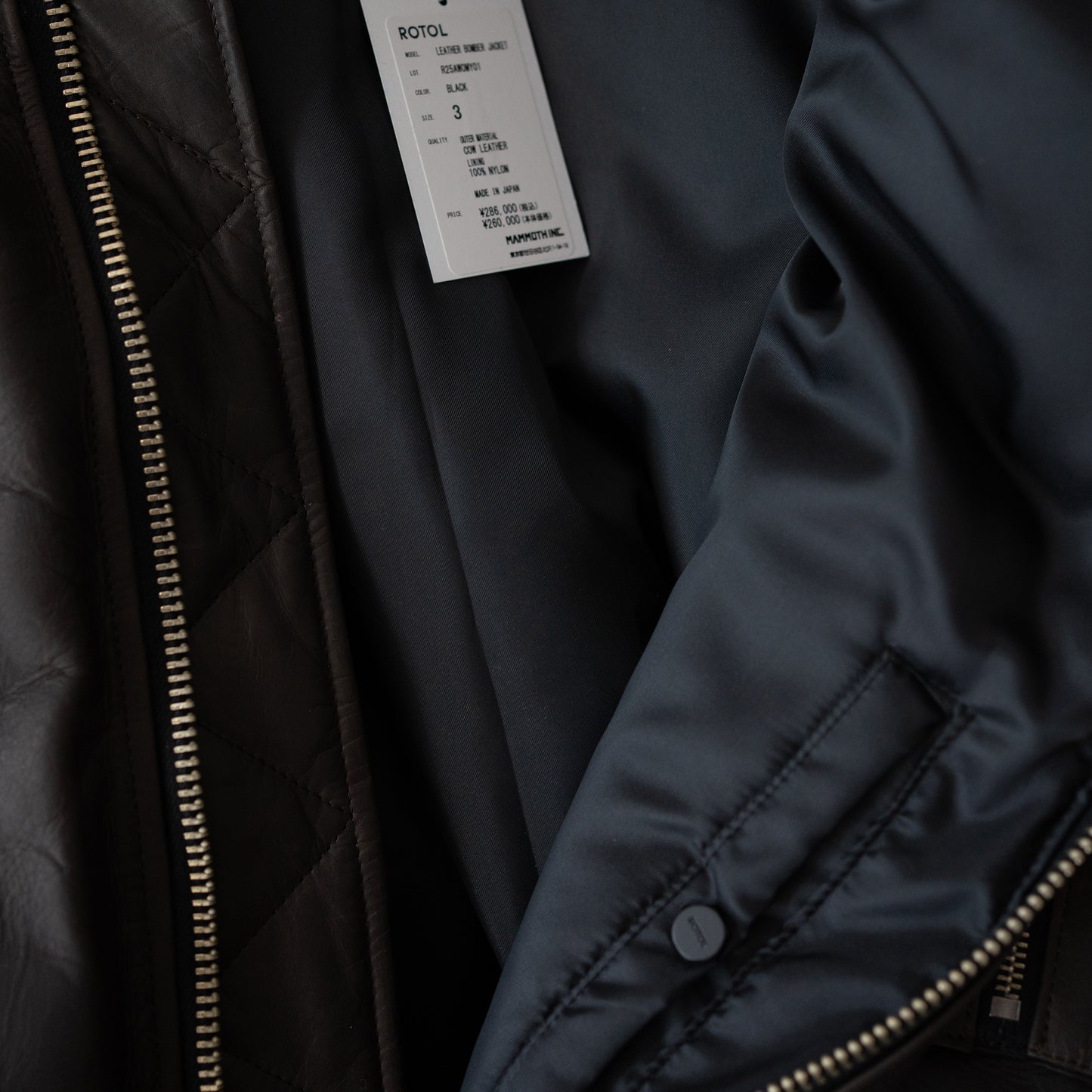 ROTOL/ LEATHER BOMBER JACKET "BLACK"
