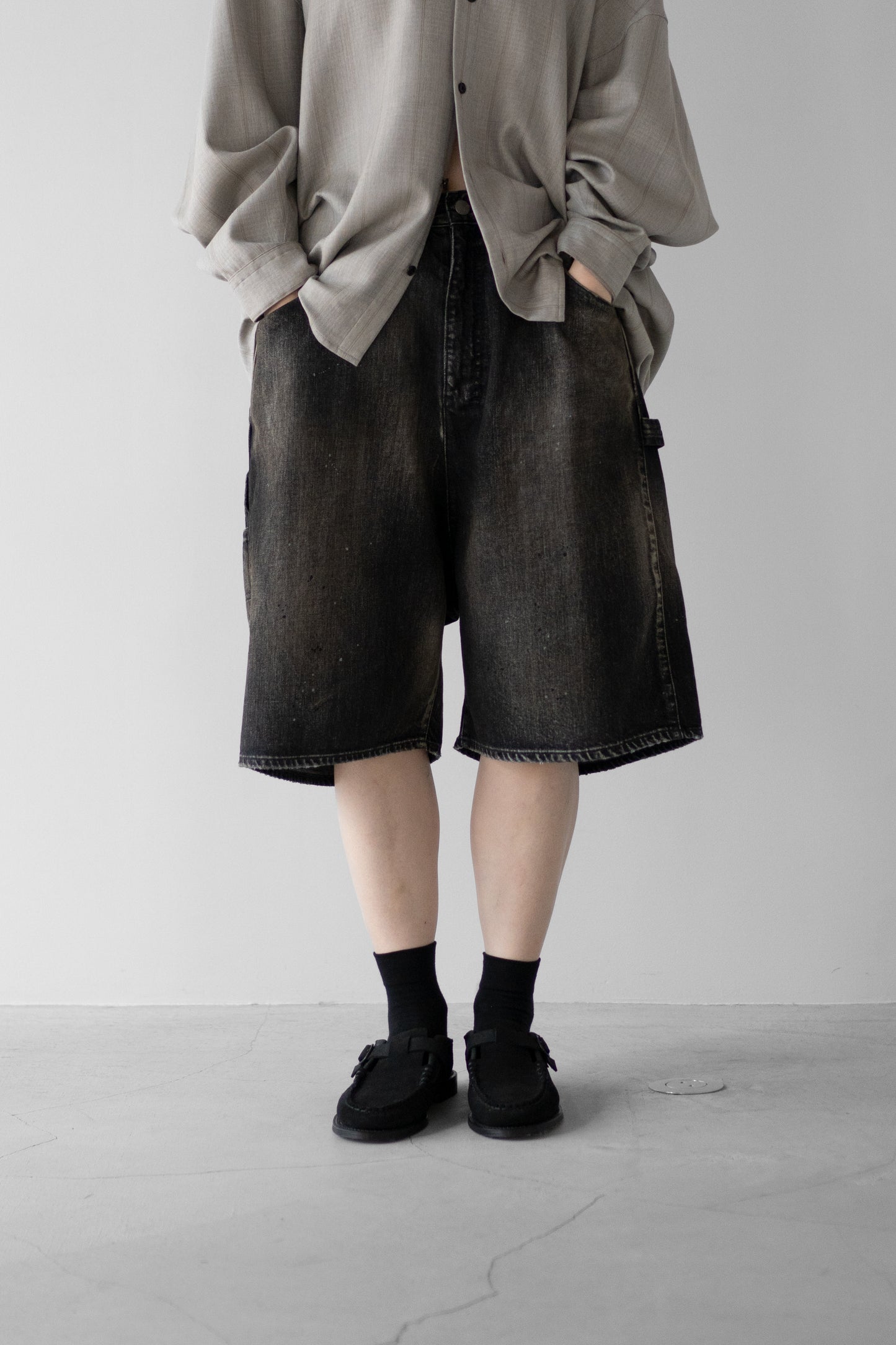 ANCELLM / DENIM PAINTER SHORTS "BLACK"