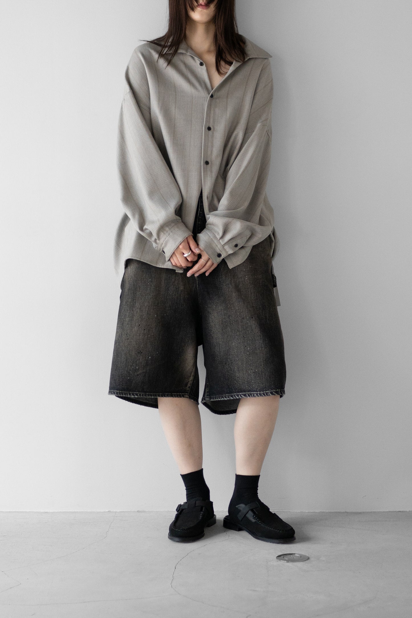 ANCELLM / DENIM PAINTER SHORTS "BLACK"