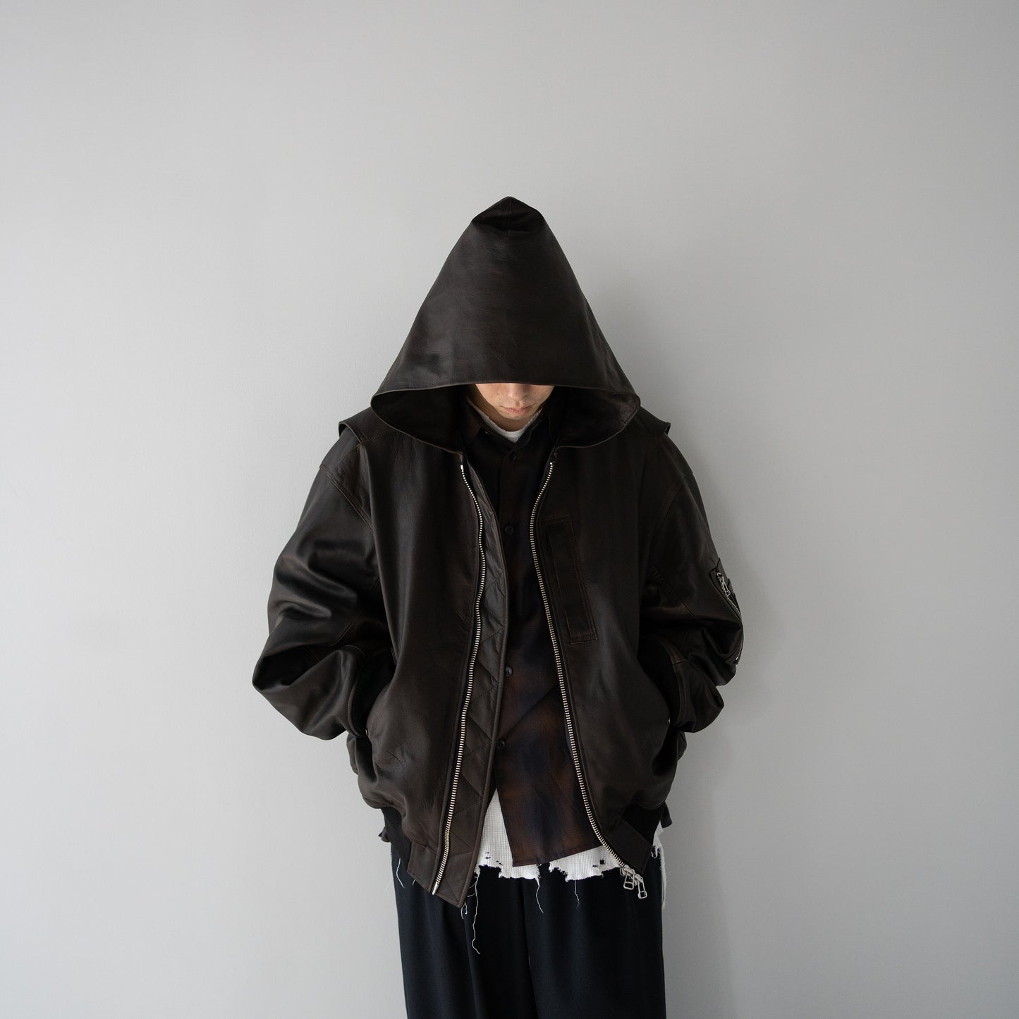 ROTOL/ LEATHER BOMBER JACKET "BLACK"