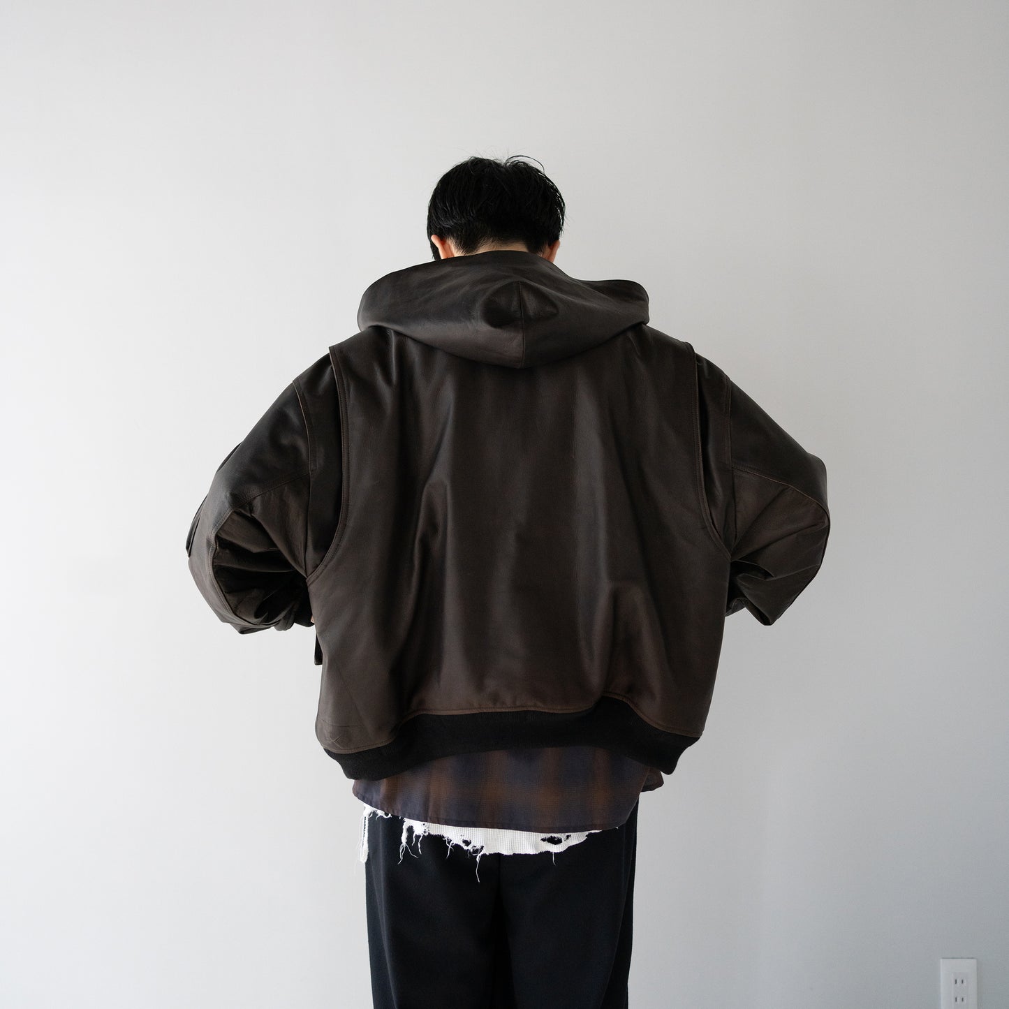 ROTOL/ LEATHER BOMBER JACKET "BLACK"