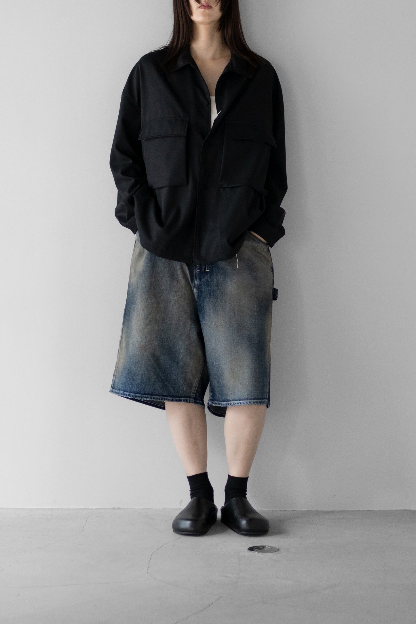 ANCELLM / DENIM PAINTER SHORTS "INDIGO"