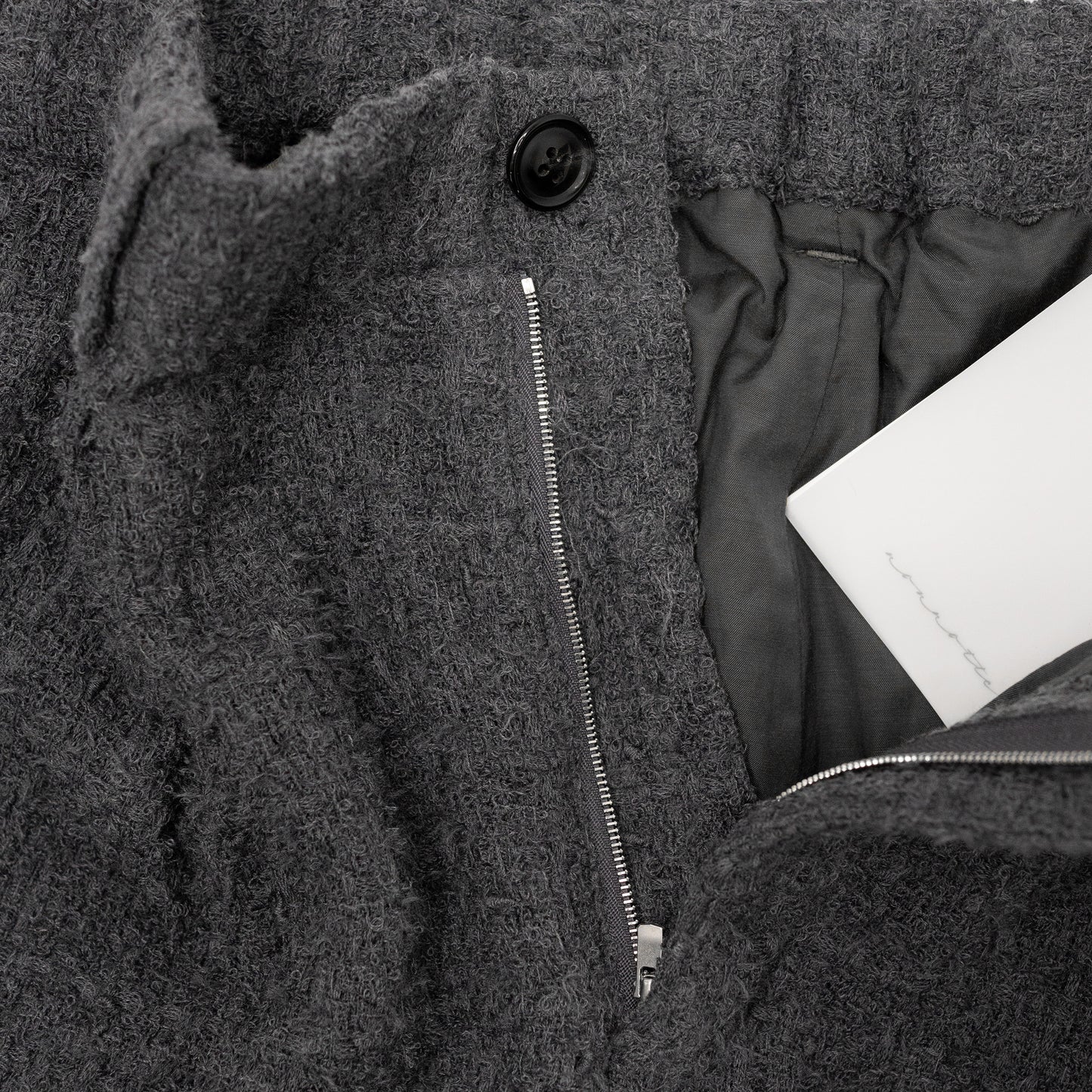 nonnotte/ Draping Elastic In Tuck Wide Trousers "Charcoal Top"