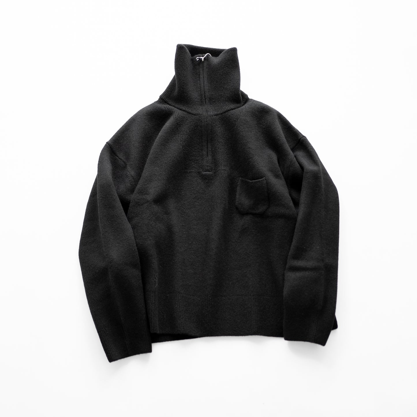 SEEALL/ ZIP PULL SWEATER "BLACK"