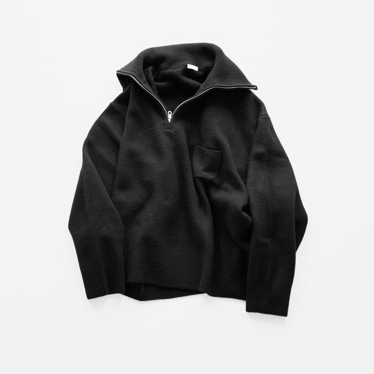 SEEALL/ ZIP PULL SWEATER "BLACK"
