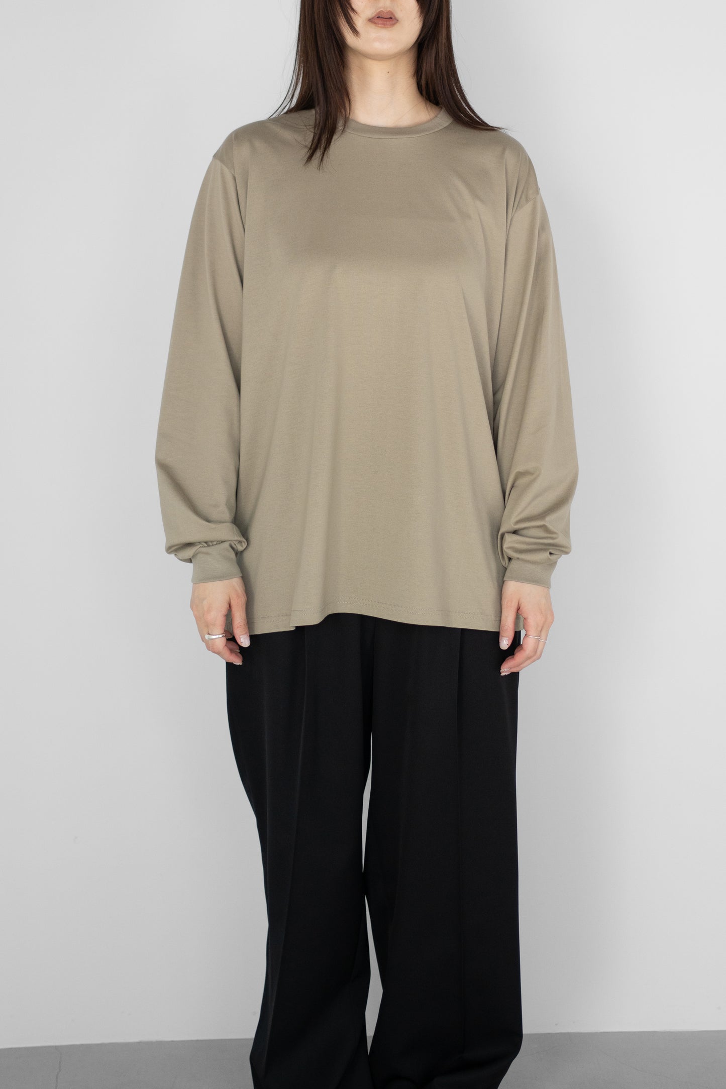 ssstein/ SUVIN COTTON BASIC LS TEE "KHAKI"