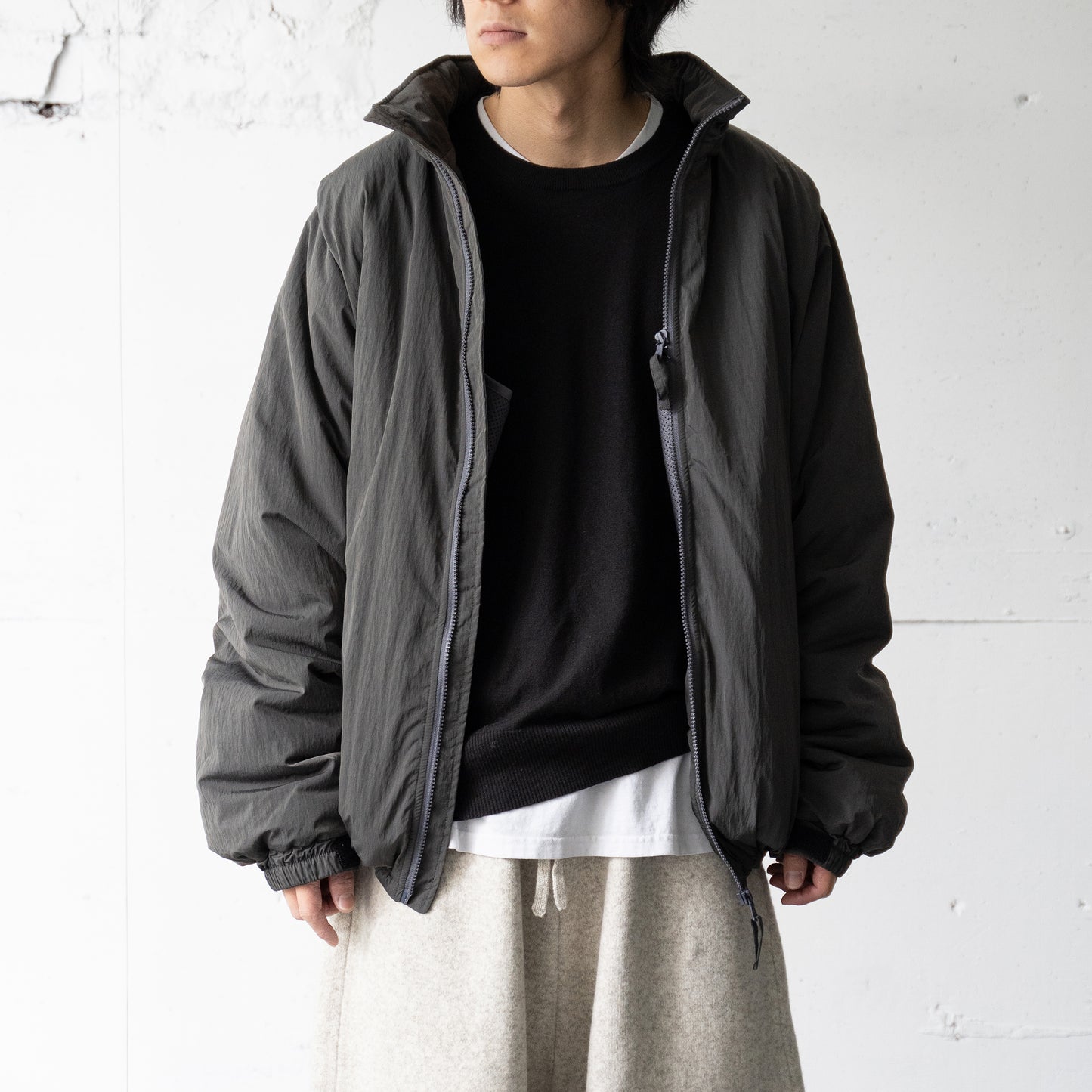 YOKE/ DETACHABLE MILYTARY BLOUSON "CHARCOAL"