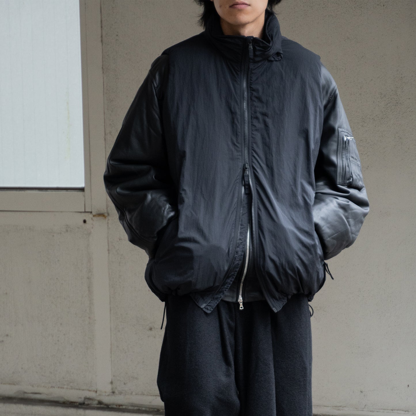 YOKE/ DETACHABLE MILYTARY BLOUSON "BLACK"