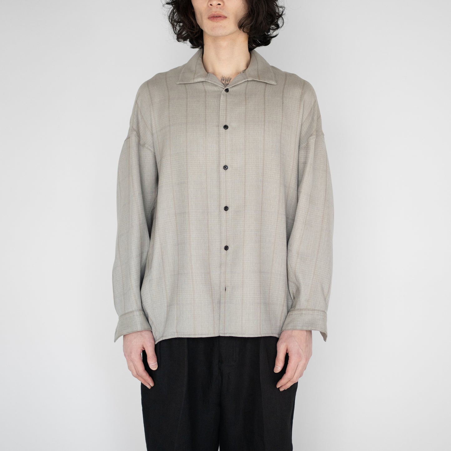 nonnotte/ Draping Open Collar Shirt Type A "Clay Mist"