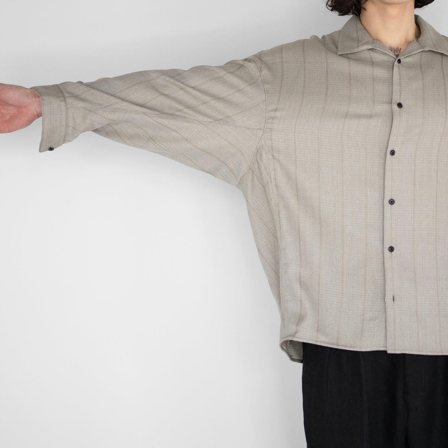 nonnotte/ Draping Open Collar Shirt Type A "Clay Mist"