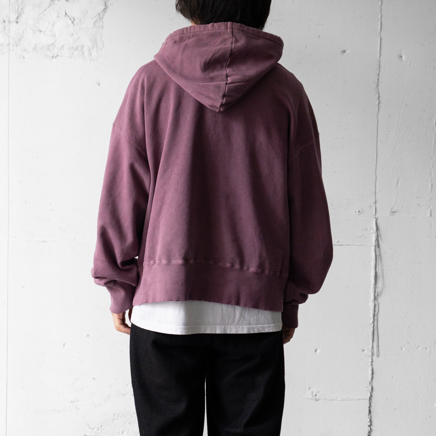 ANCELLM / DYED DAMAGE HOODIE "CHERRY"