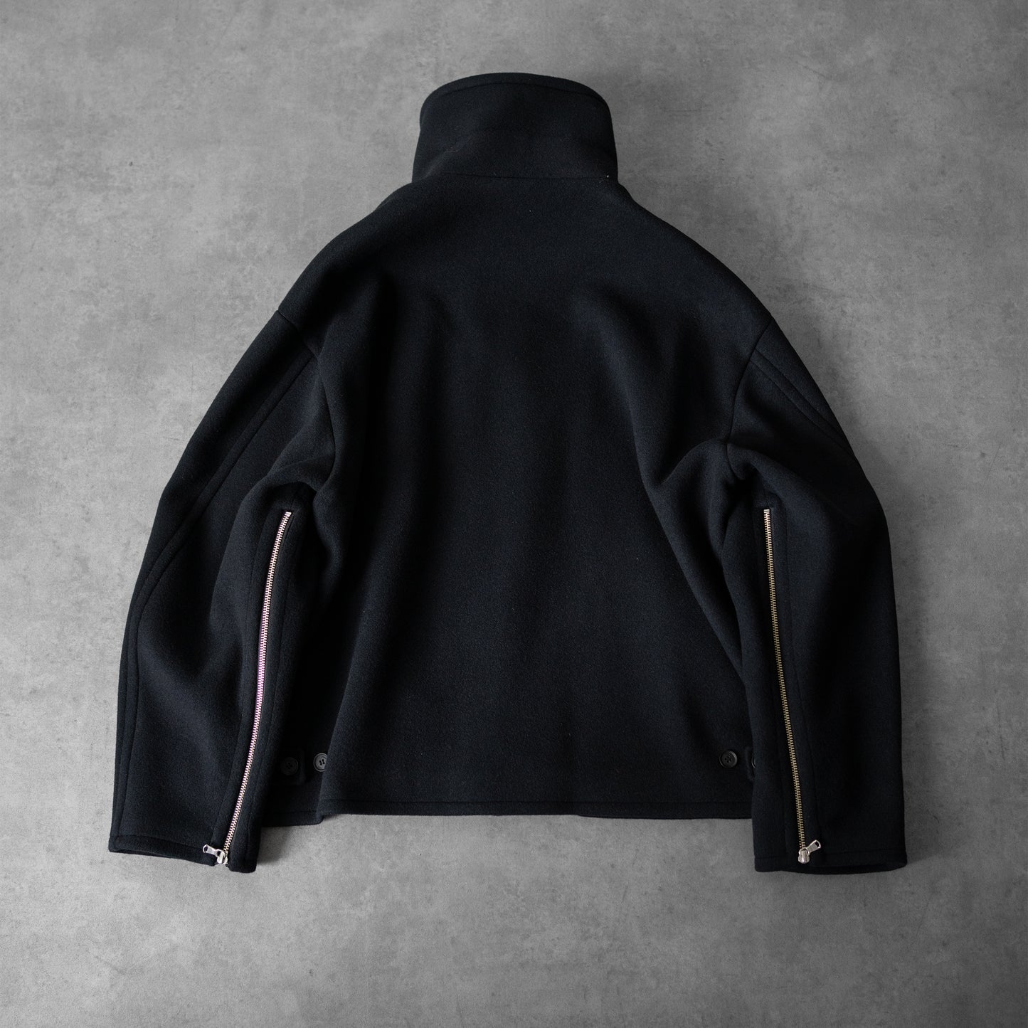 YOKE/ MELTON STAND COLLAR ZIP BLOUSON "BLACK"