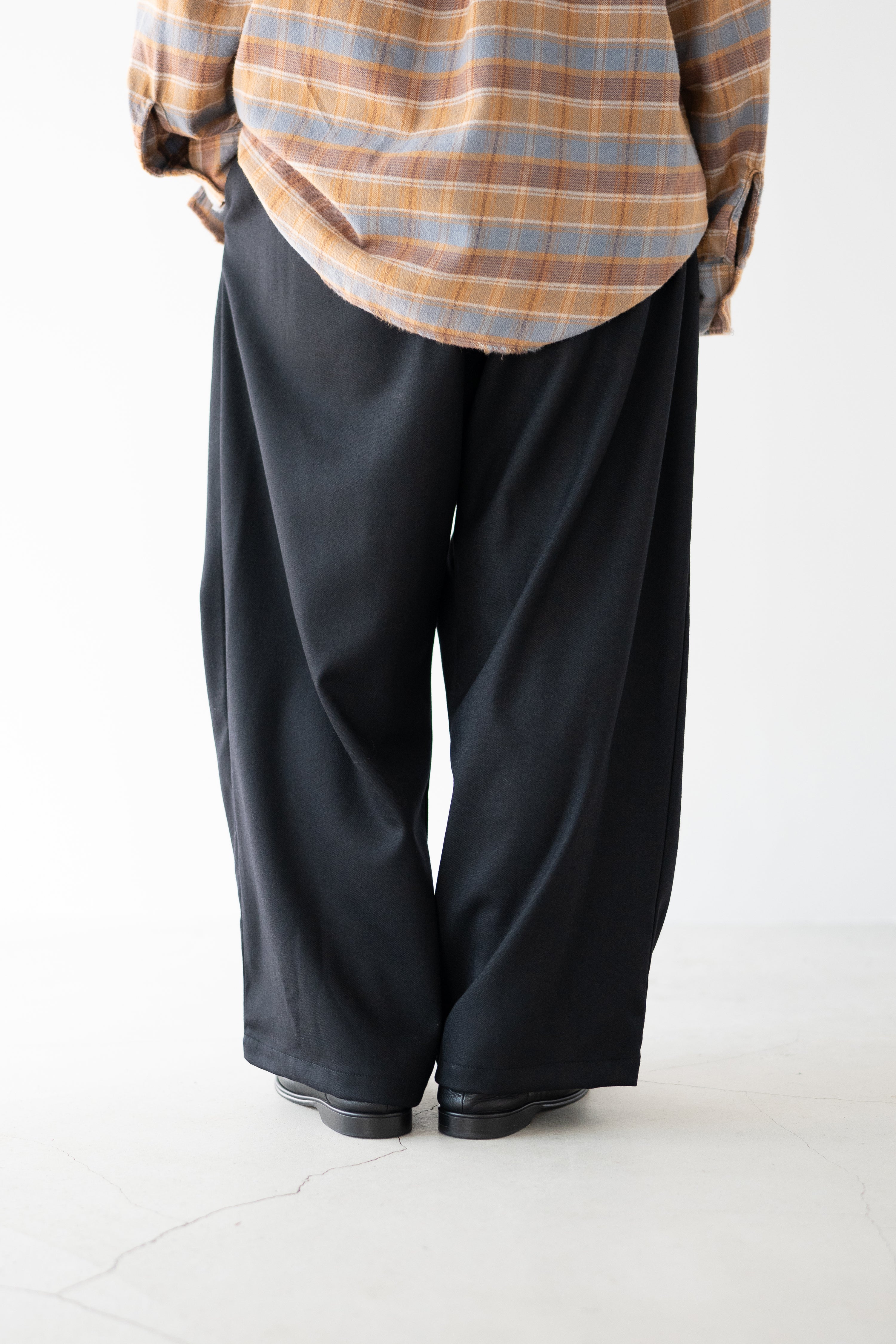 ANCELLM / BELTED WOOL SLACKS 