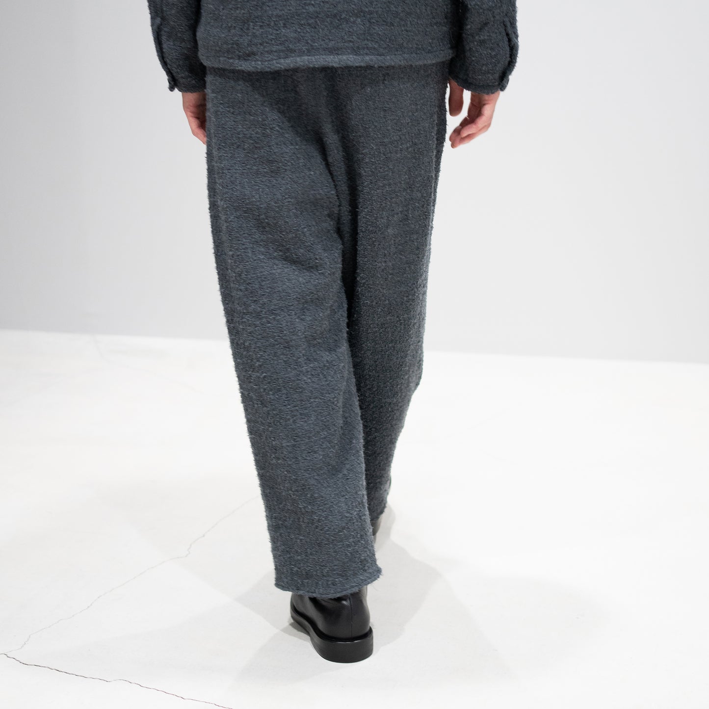 nonnotte/ Draping Elastic In Tuck Wide Trousers "Charcoal Top"