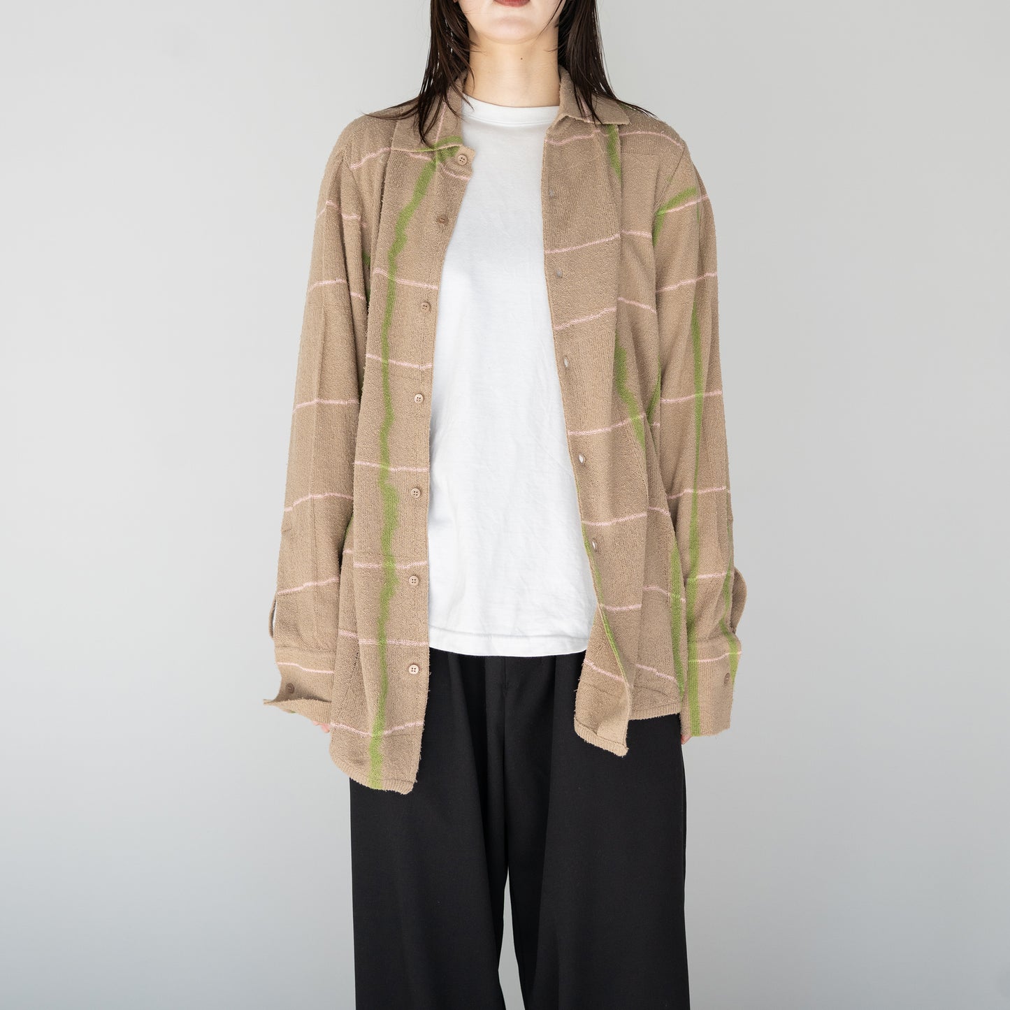 Kota Gushiken/ Chusen Dyeing Plaid Shirt "Beige"
