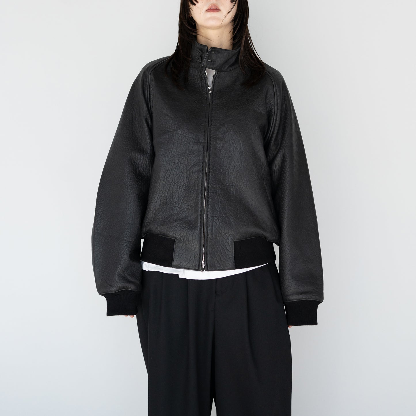 STUDIO NICHOLSON/ OVER LEATHER JACKET "BLACK"