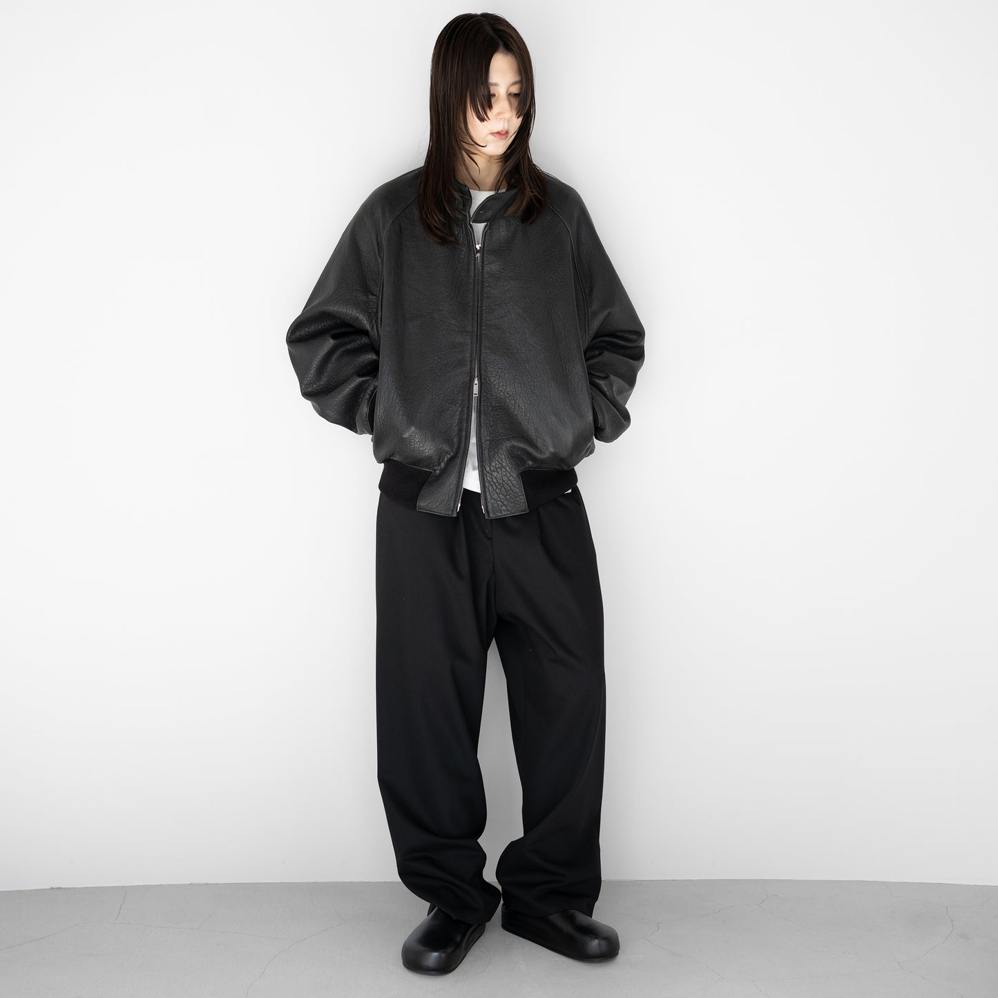 STUDIO NICHOLSON/ OVER LEATHER JACKET "BLACK"