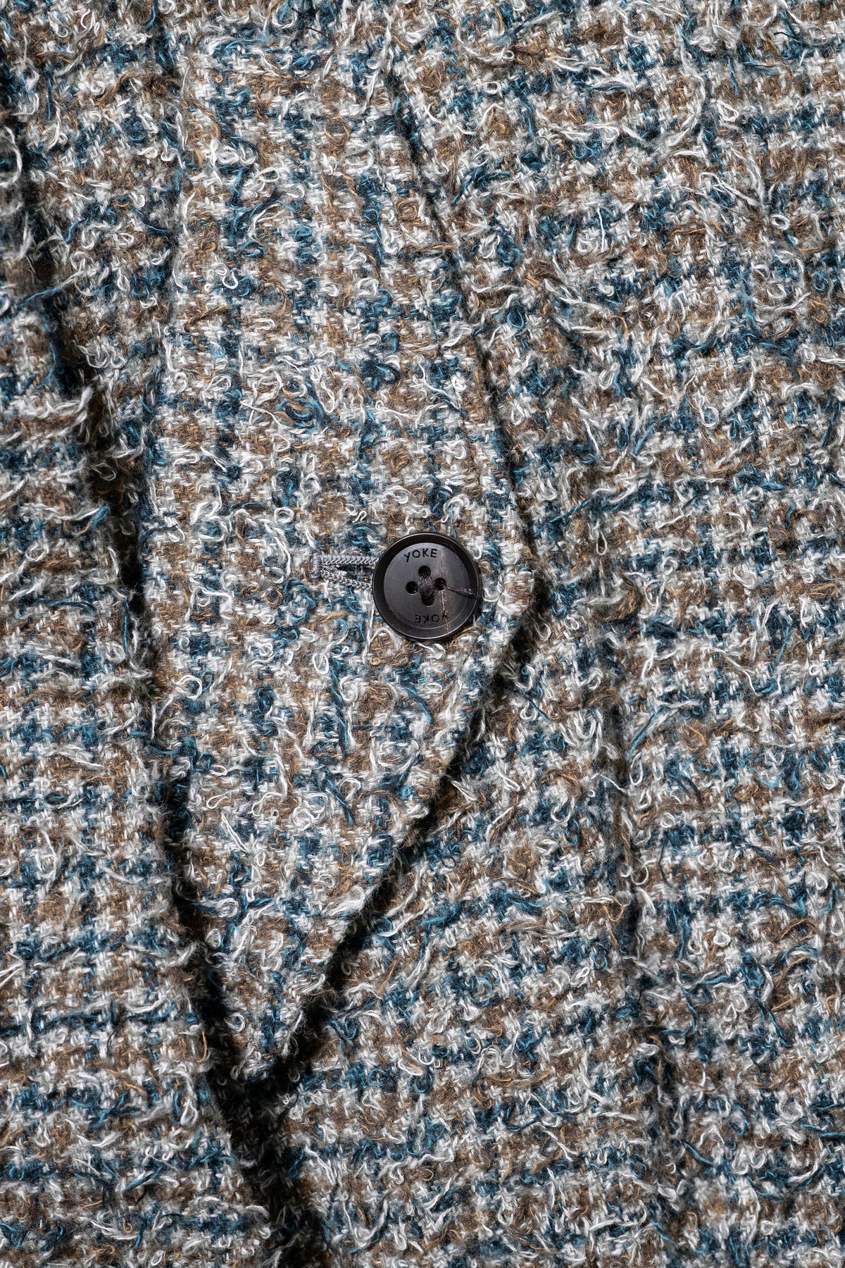 YOKE/ Needlepunched Cotton Plaid Drizzler Jacket "Gray"